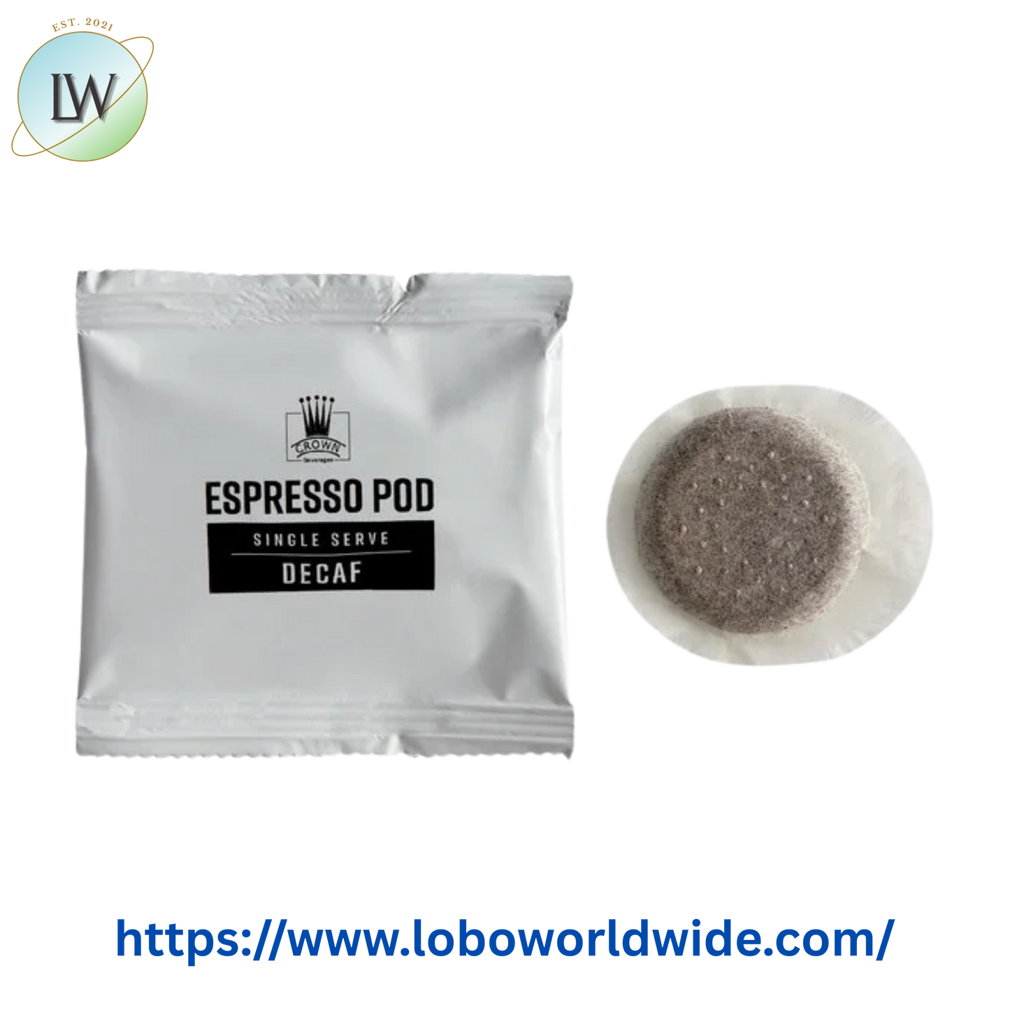 Crown Beverages Single Serve Decaf Espresso Pods - 100/Box