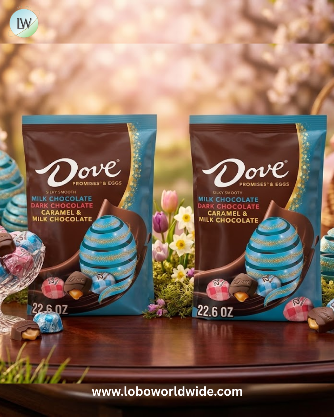 DOVE PROMISES Mixed Stand-up Pouch, Easter Candy Individually Wrapped, Chocolate Easter Basket Stuffers, Milk, Dark, and Caramel & Milk Chocolate Pack, 22.6-ounce bag