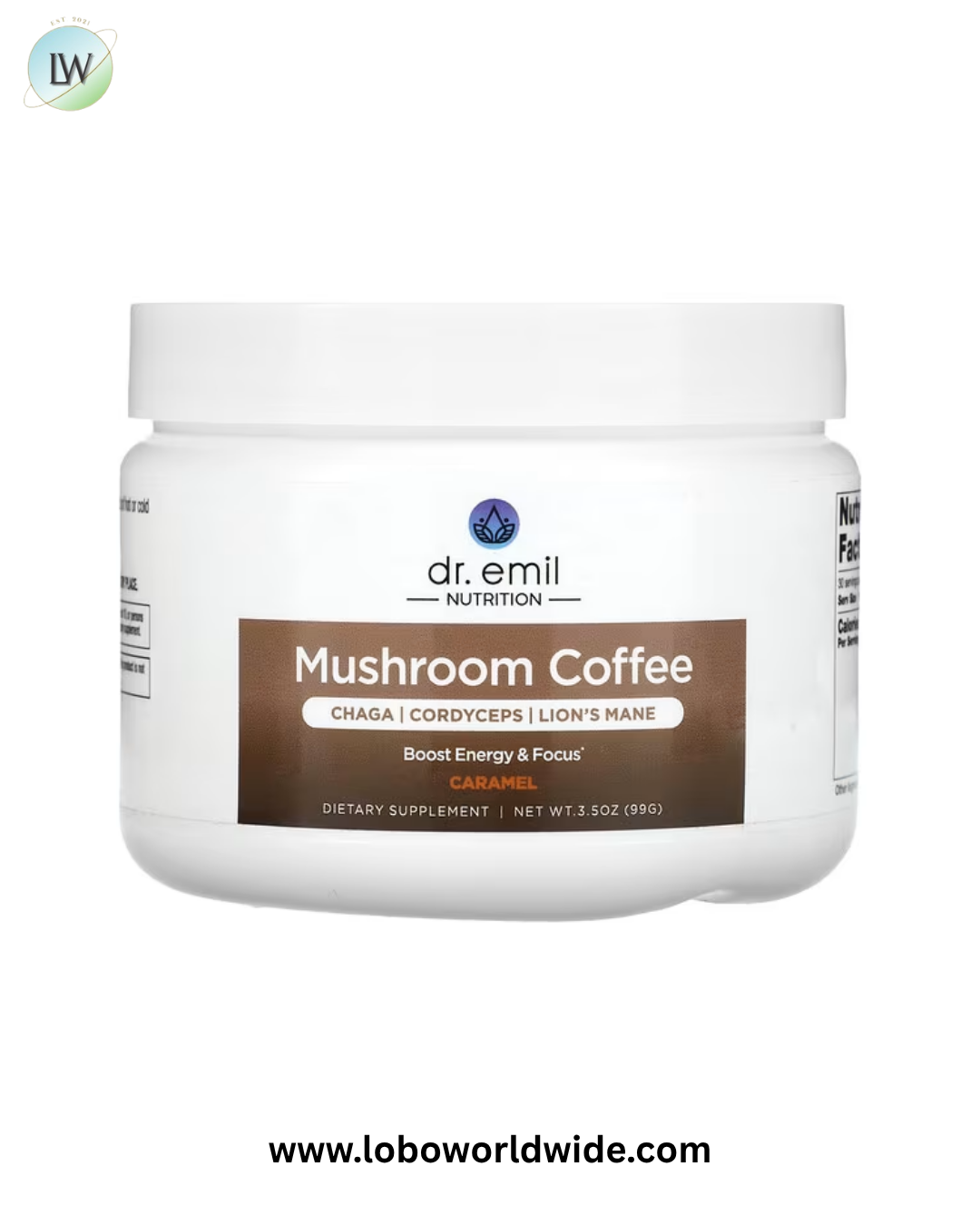 Dr. Emil Nutrition, Mushroom Coffee, Caramel, 3.5 oz (99 g)