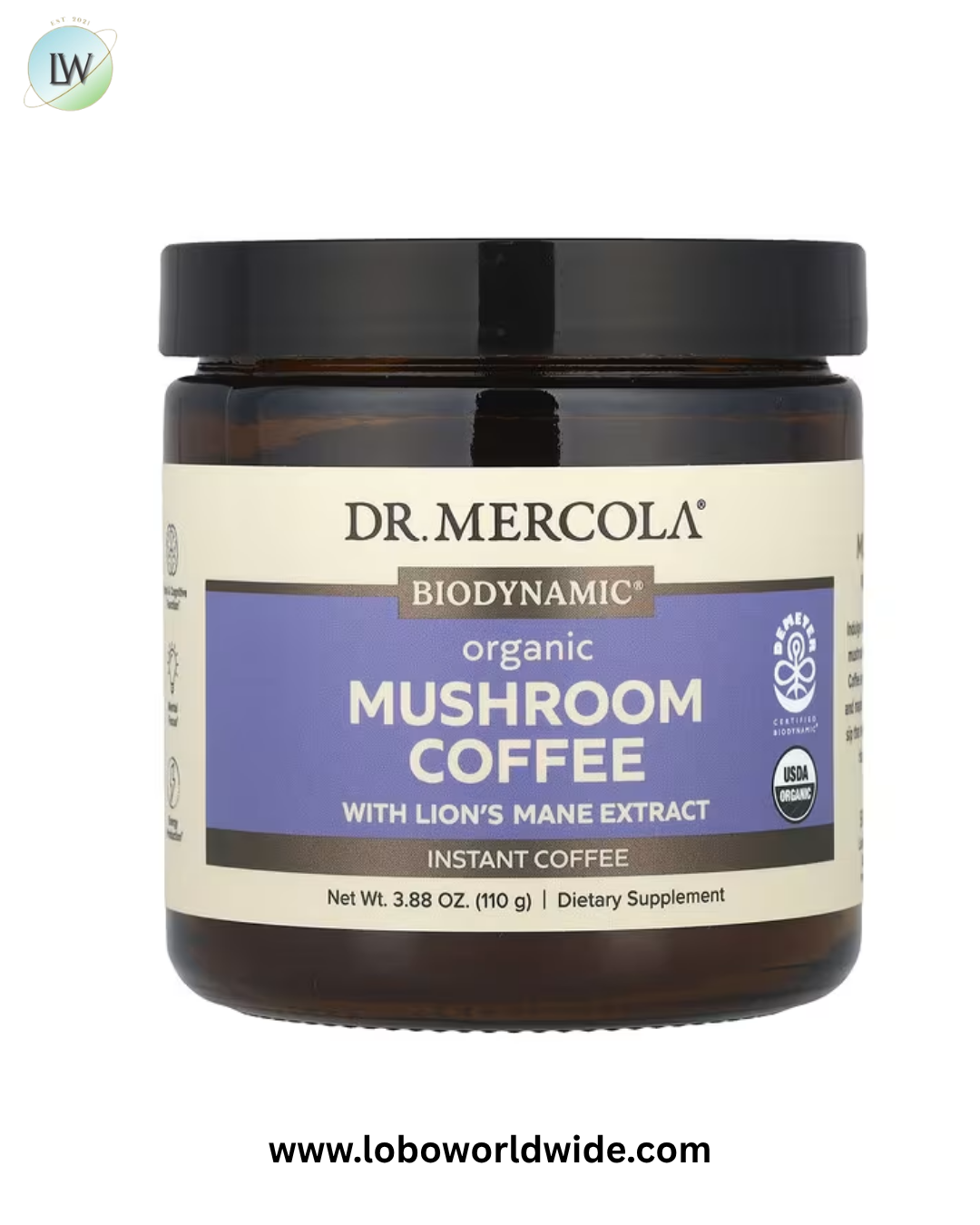Dr. Mercola, Organic Mushroom Coffee with Lion's Mane Extract, Instant , 3.88 oz (110 g)