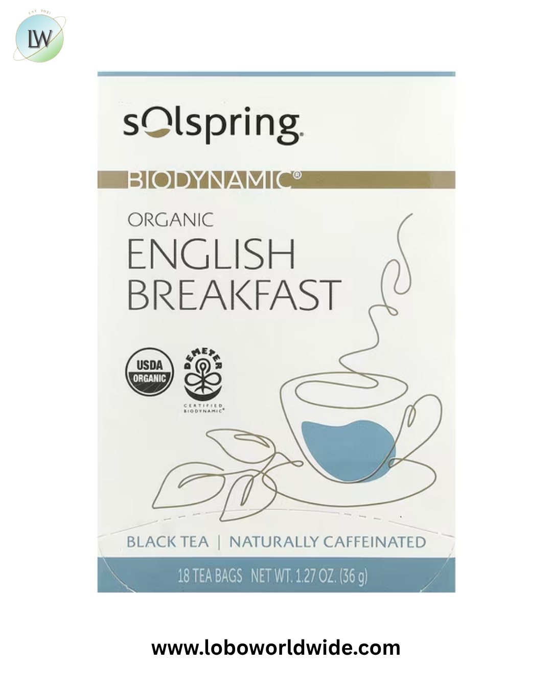 Dr. Mercola, Solspring®, Biodynamic®, Organic Black Tea, English Breakfast, 18 Tea Bags, 1.27 oz (36 g)