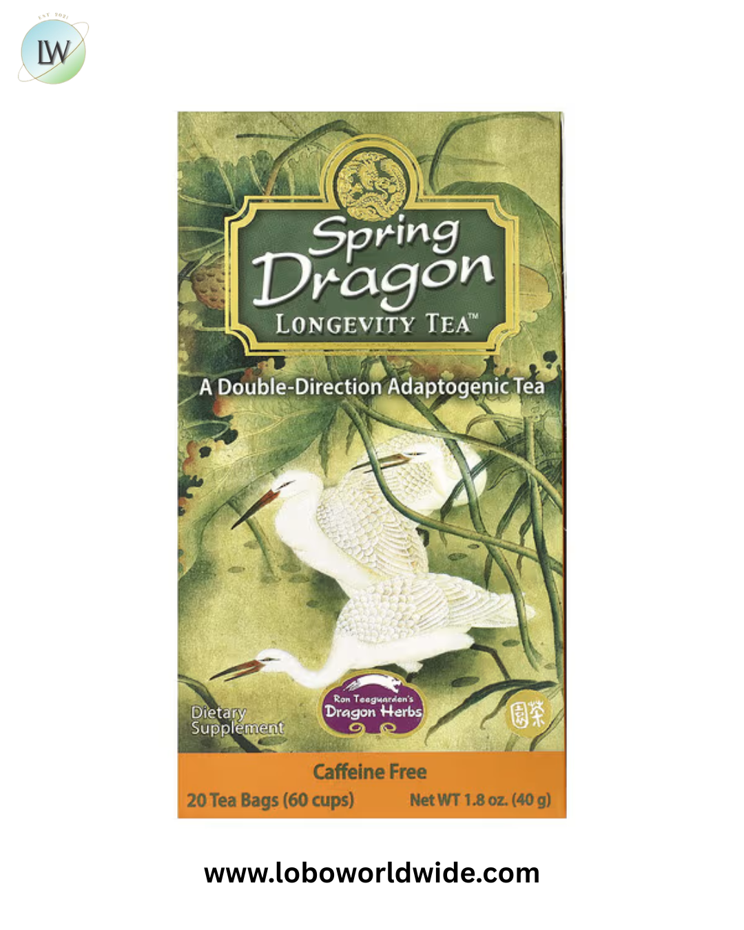 Dragon Herbs, Spring Dragon Longevity Tea™, Caffeine Free, 20 Tea Bags, 1.8 oz (40 g)