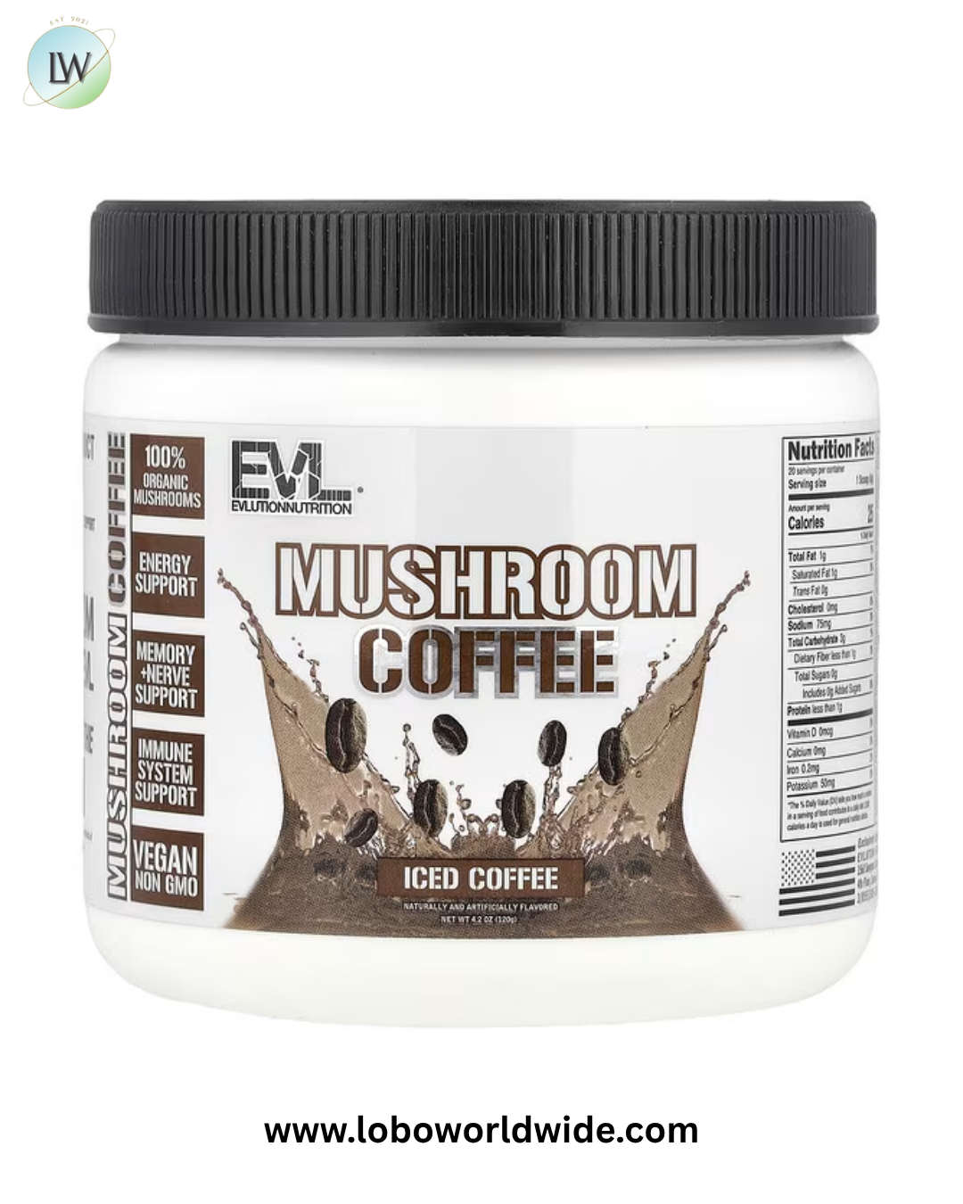 EVLution Nutrition, Mushroom Coffee, Iced Coffee, 4.2 oz (120 g)