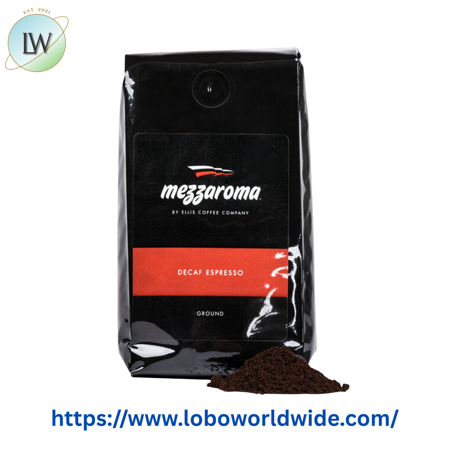 Ellis Mezzaroma Dark Decaf Ground Espresso 12 oz. - 6/Case
