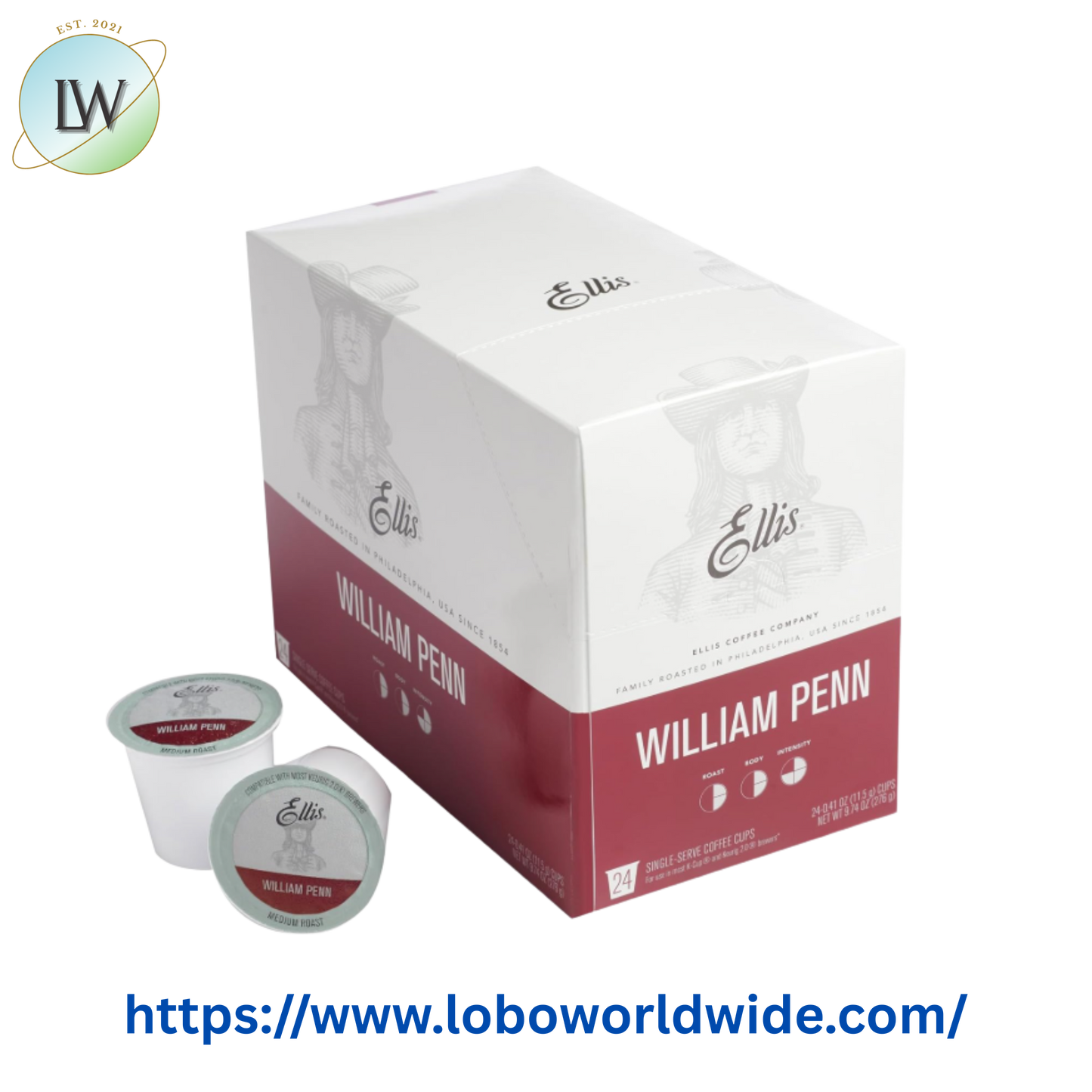 Ellis William Penn Coffee Single Serve Cups - 24/Box