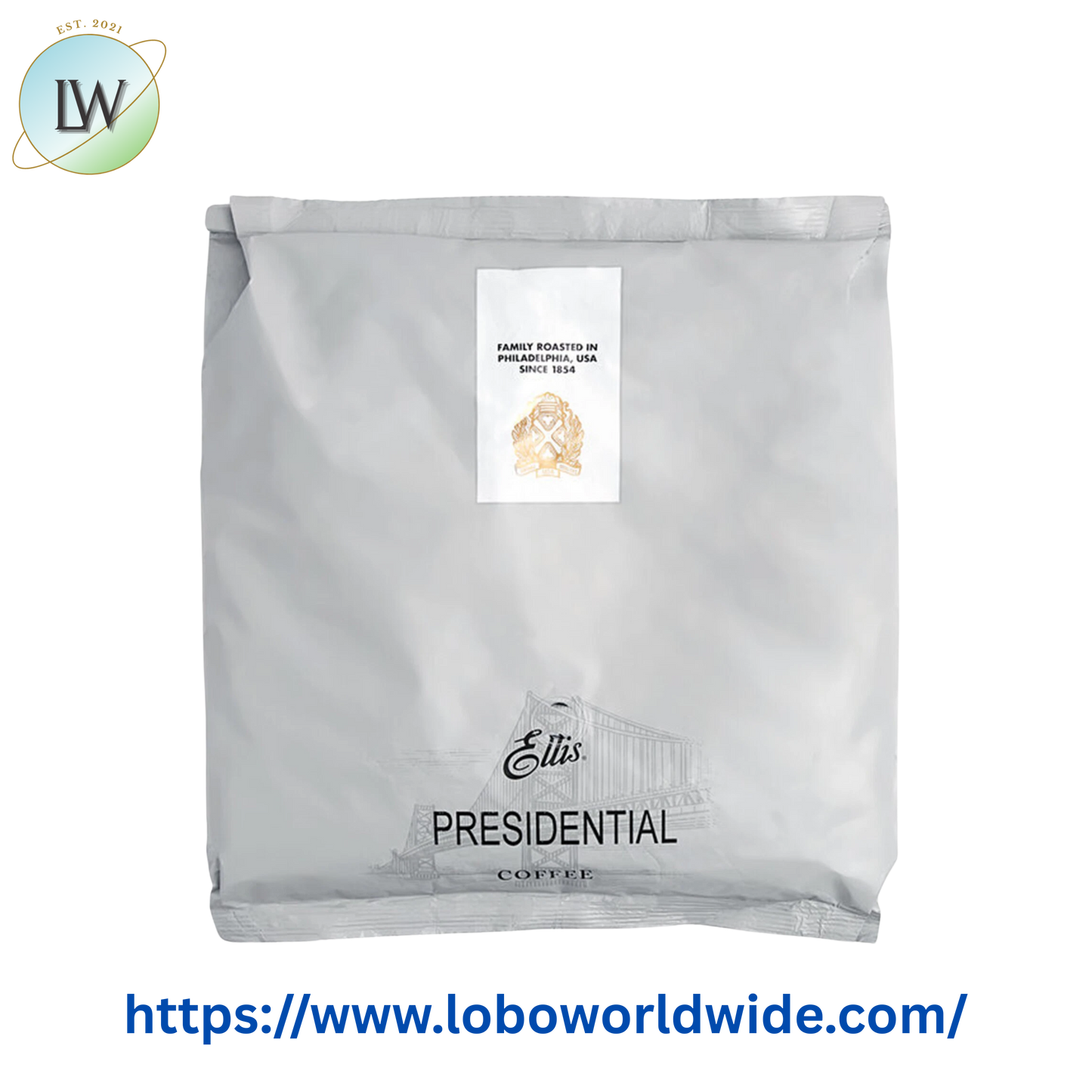 Ellis Presidential Whole Bean Coffee 2 lb. - 10/Case