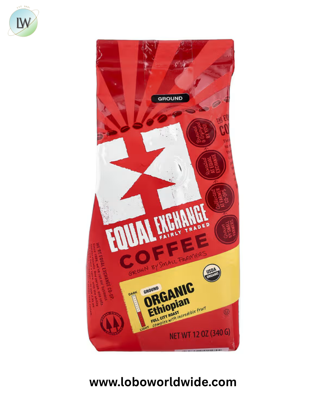 Equal Exchange, Organic Coffee, Ethiopian, Ground, Full City Roast, 12 oz (340 g)