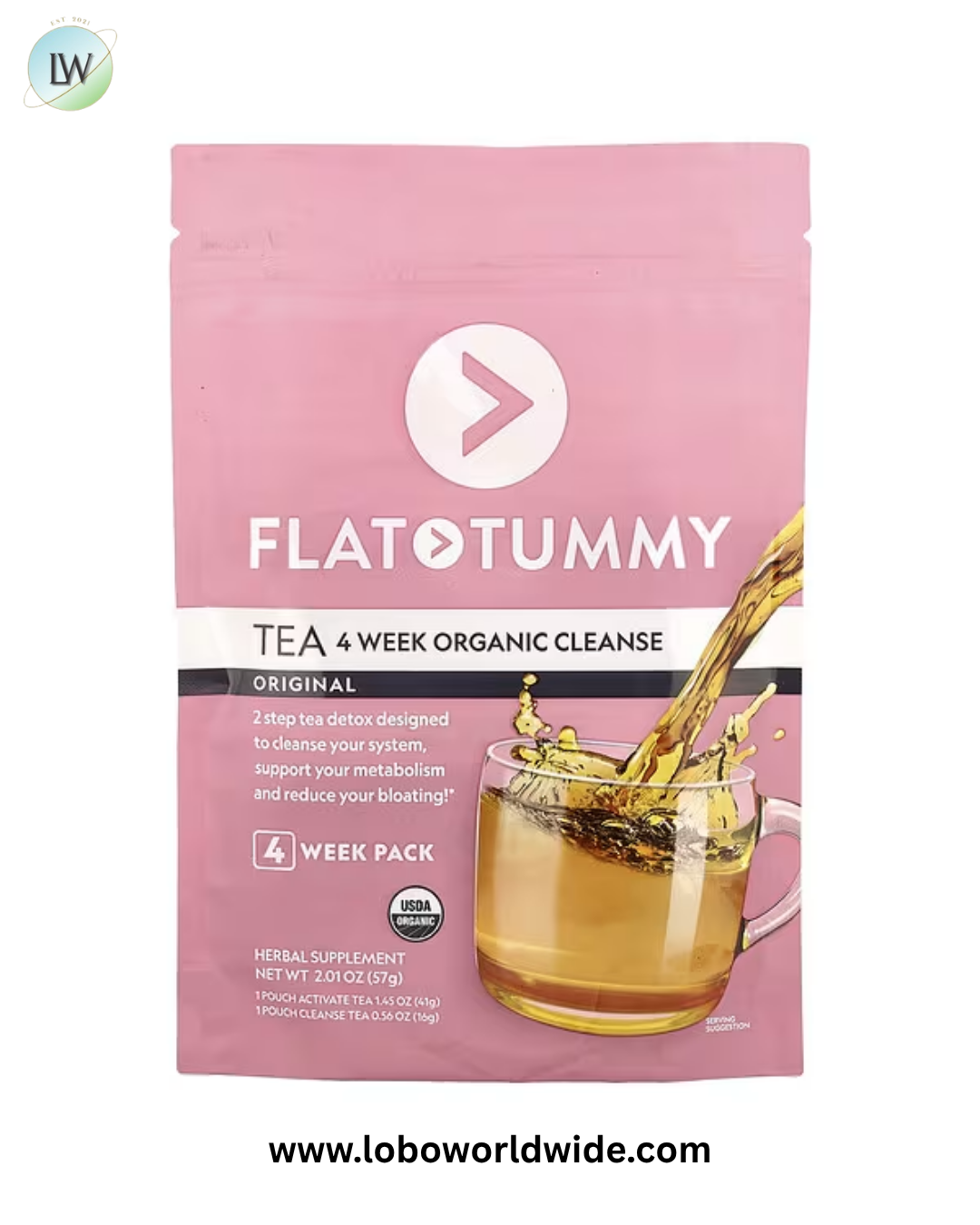 Flat Tummy, Tea, 4 Week Organic Cleanse, Original, 2.01 oz (57 g)
