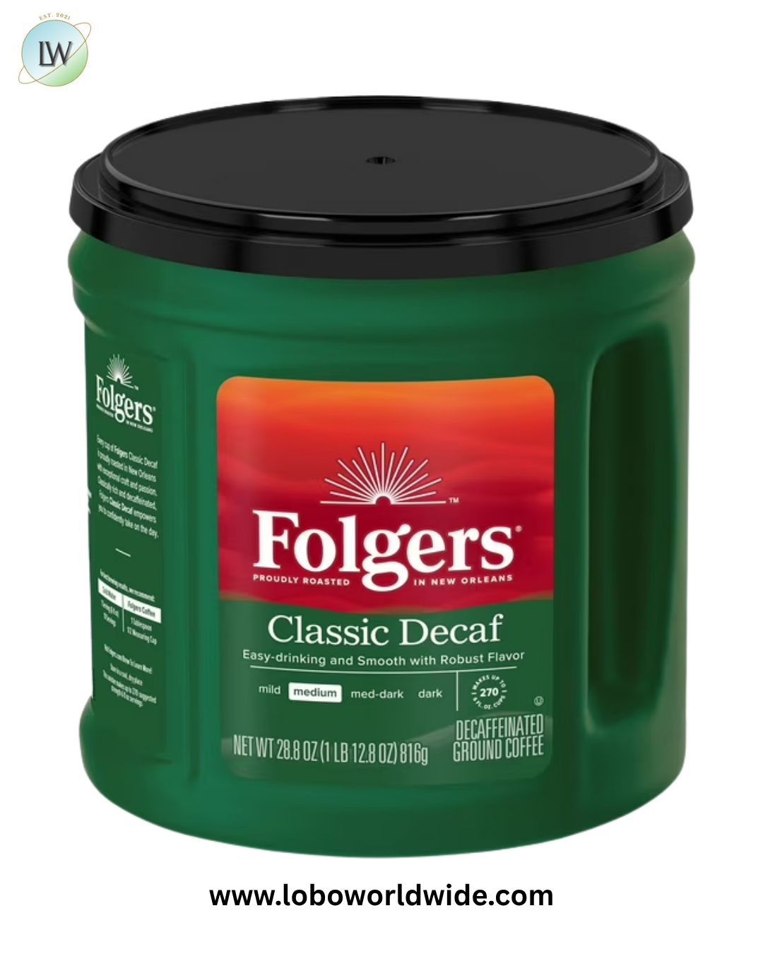 Folgers Decaffeinated Classic Roast Ground Coffee, 28.8 oz.