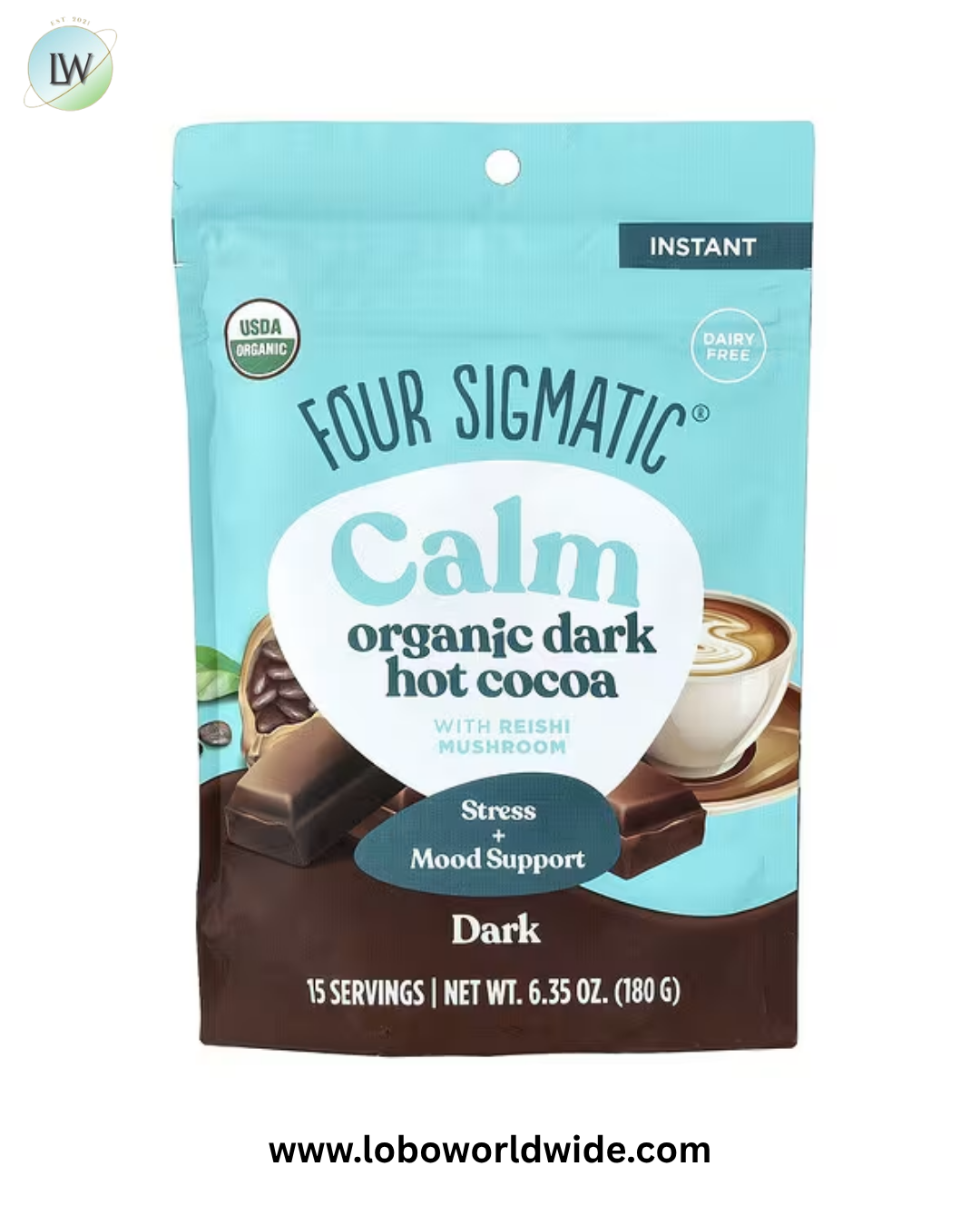 Four Sigmatic, Calm, Organic Dark Hot Cocoa, 6.35 oz (180 g)