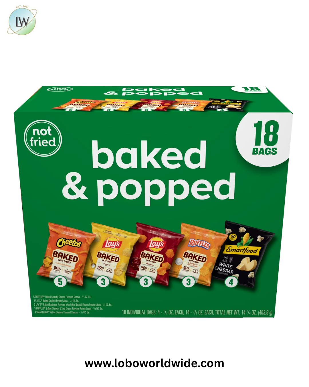Frito-Lay Baked & Popped Mix Variety Pack Box 18ct