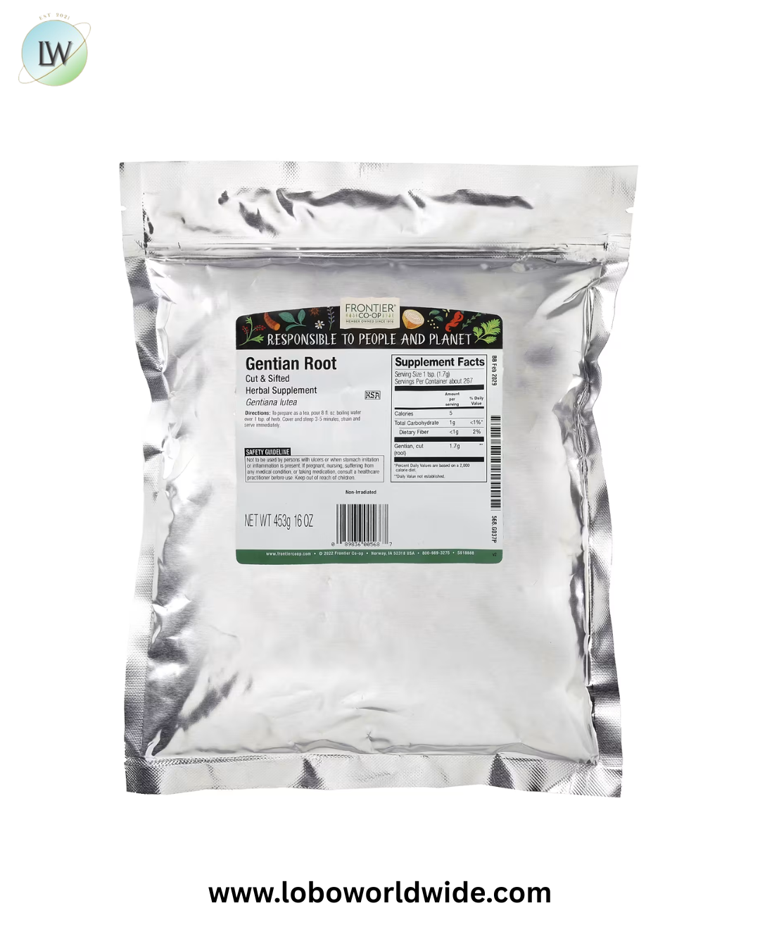 Frontier Co-op, Gentian Root, Cut & Sifted , 16 oz (453 g)