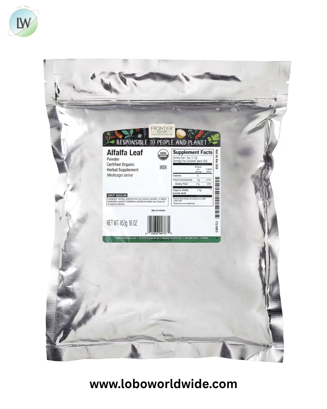 Frontier Co-op, Organic Alfalfa Leaf Powder, 16 oz (453 g)