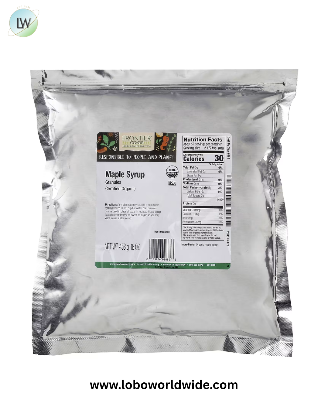 Frontier Co-op, Organic Maple Syrup, Granules , 16 oz (453 g)