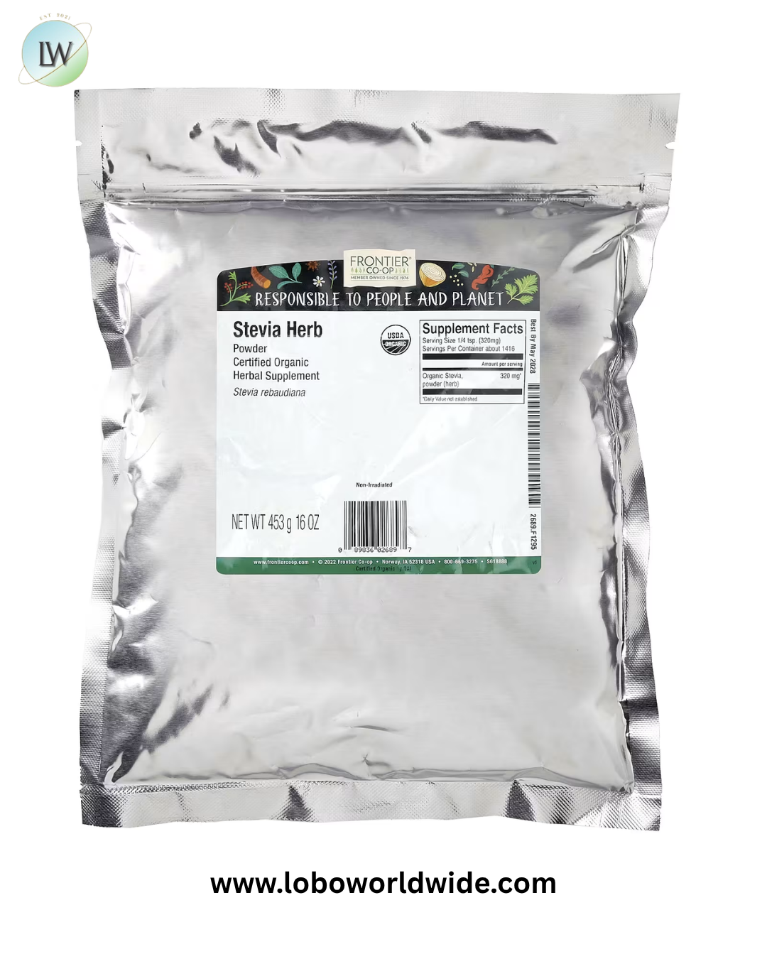 Frontier Co-op, Organic Stevia Herb Powder, 16 oz (453 g)