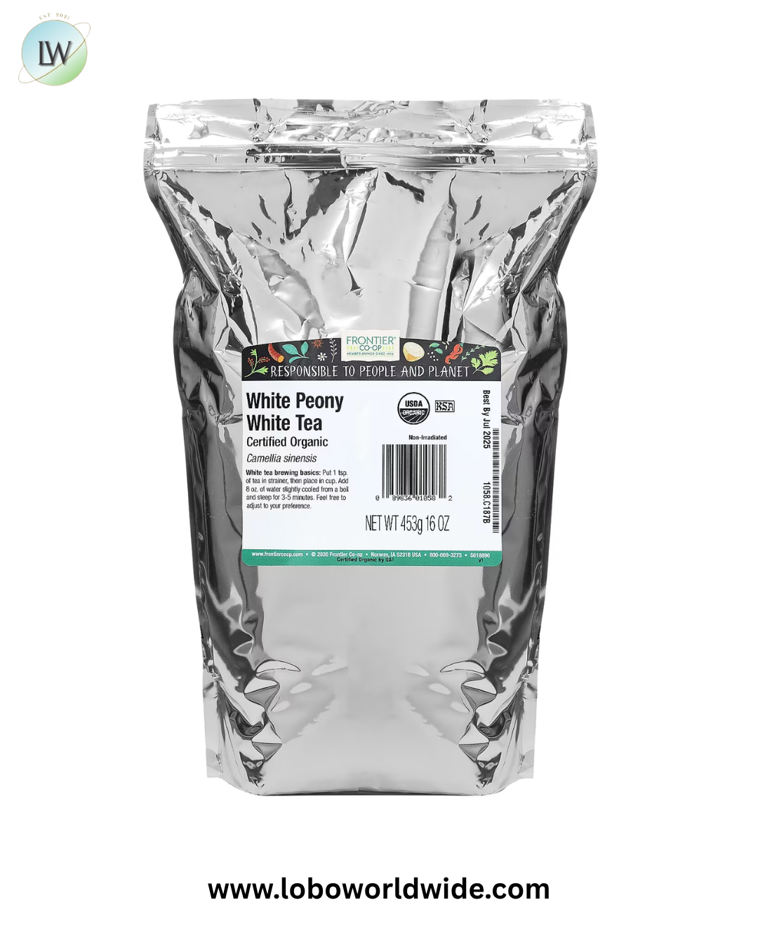 Frontier Co-op, Organic White Peony White Tea, 16 oz (453 g)