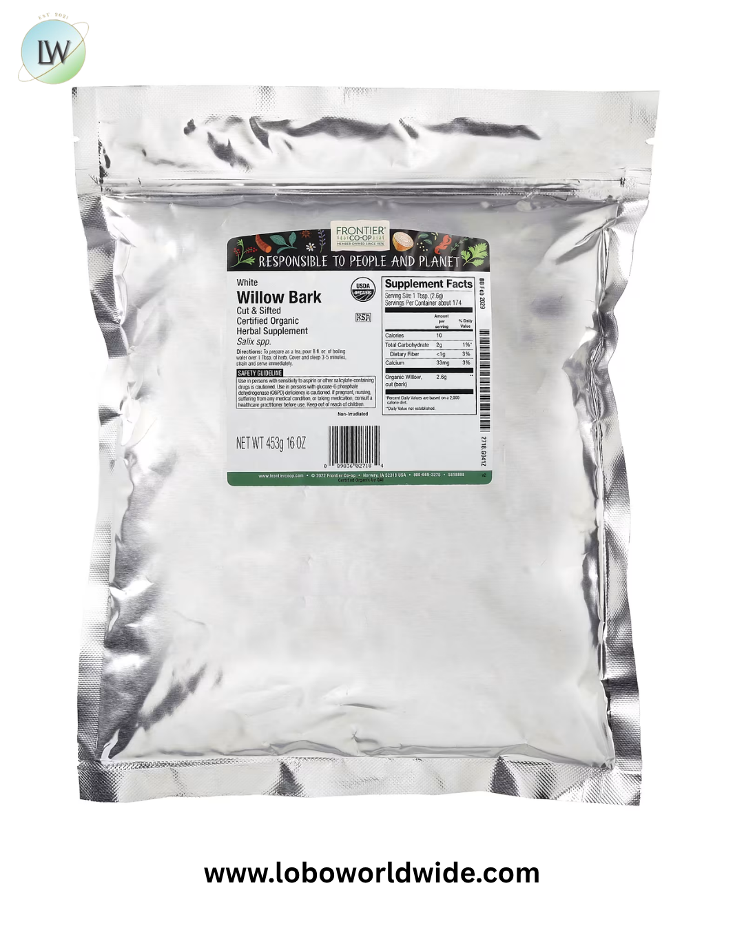 Frontier Co-op, Organic White Willow Bark, Cut & Sifted, 16 oz (453 g)