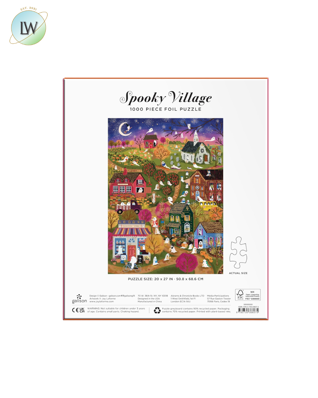 Galison - Spooky Village 1000 Piece Jigsaw Puzzle with Foil for Adults