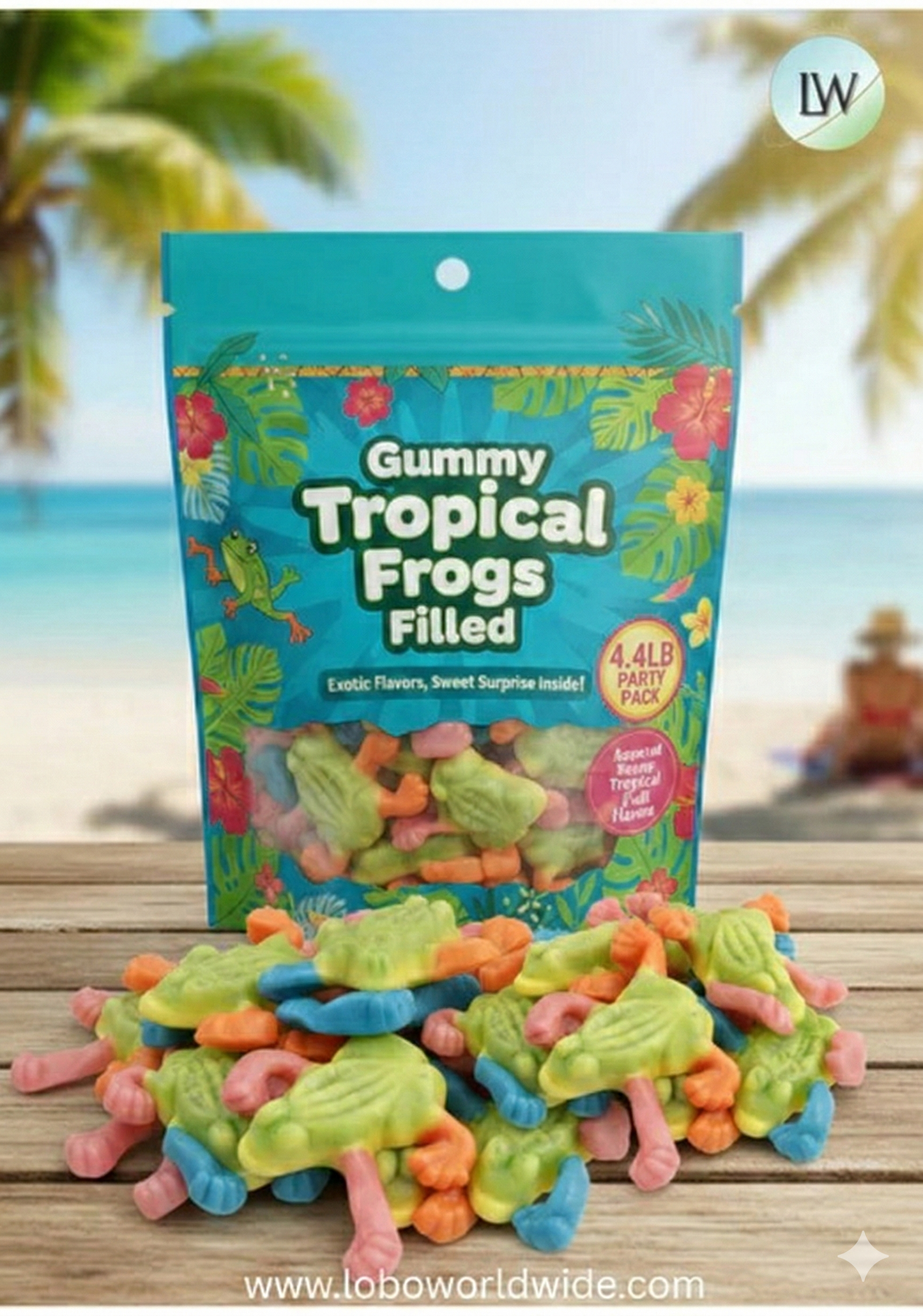 Gummy Tropical Frogs Filled(Various Sizes)