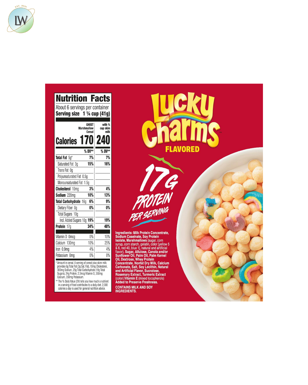 General Mills Ghost Lucky Charms Protein Cereal, 9.4 oz.