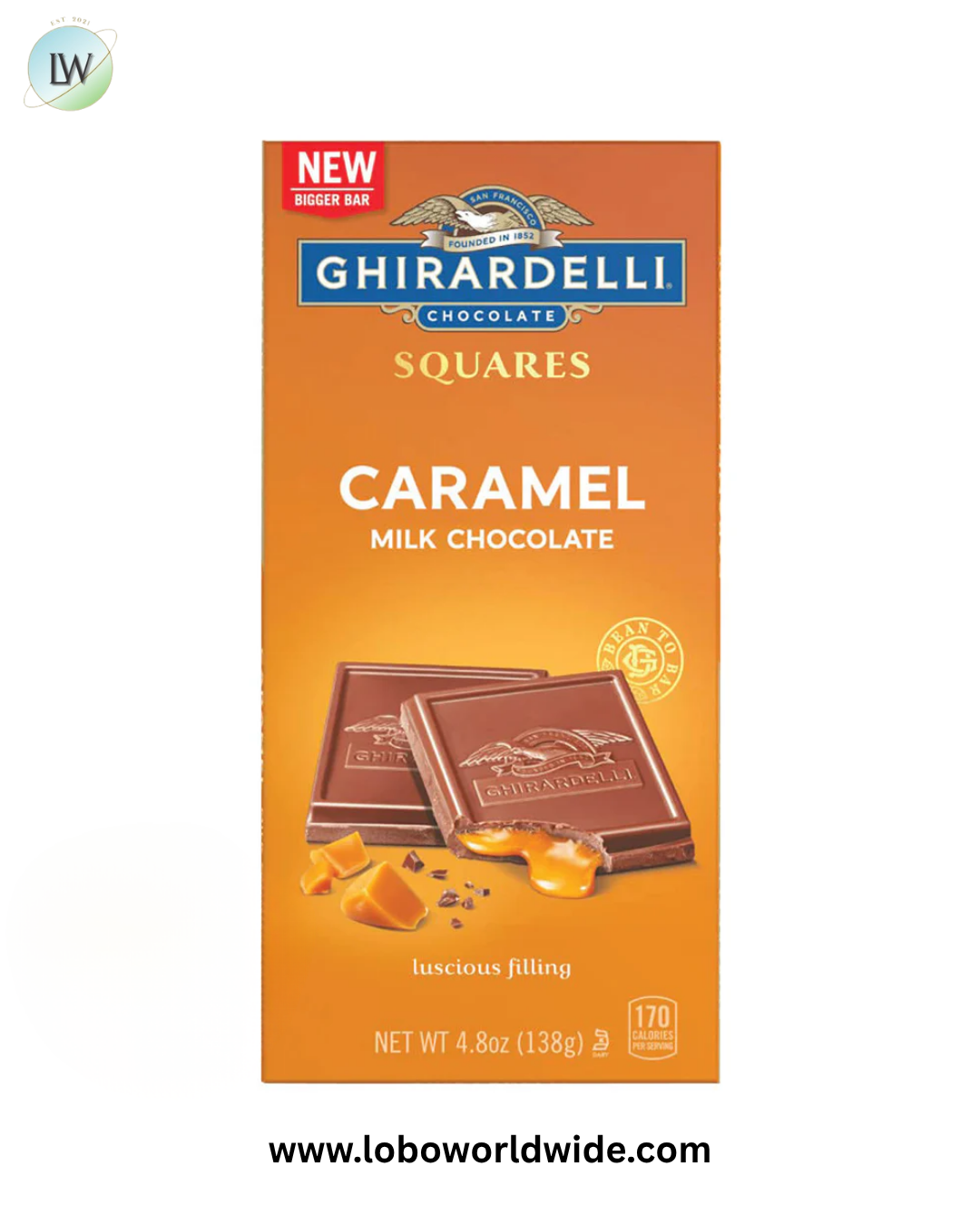 Ghirardelli Caramel Milk Chocolate Squares Bars - 10ct
