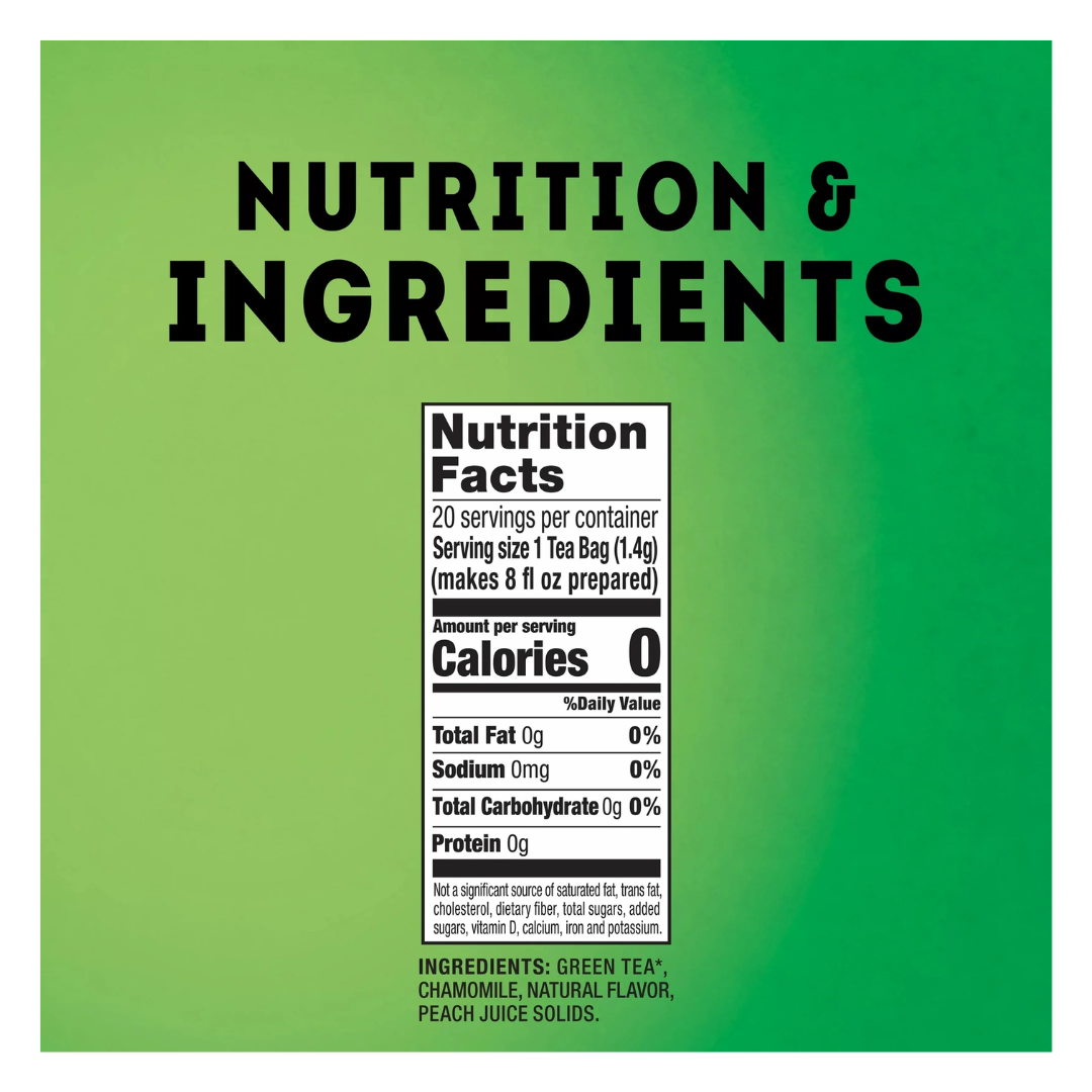 Lipton Peach Green Tea Bags, 20 Tea Bags