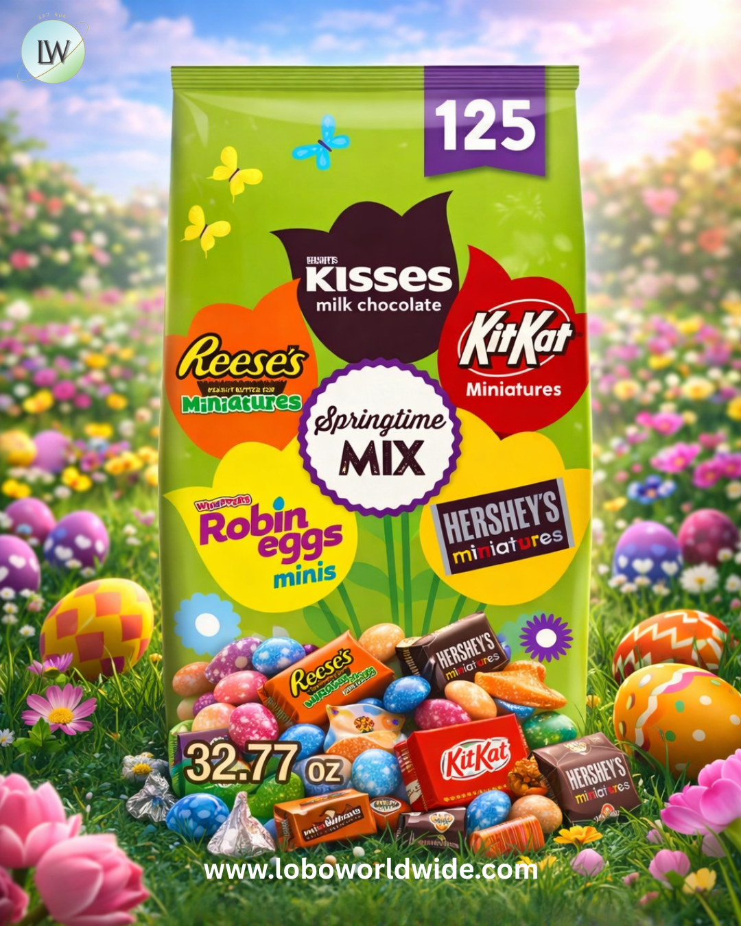 HERSHEY'S Easter Springtime Mix Chocolate Candy, Variety Pack, 125 pcs.