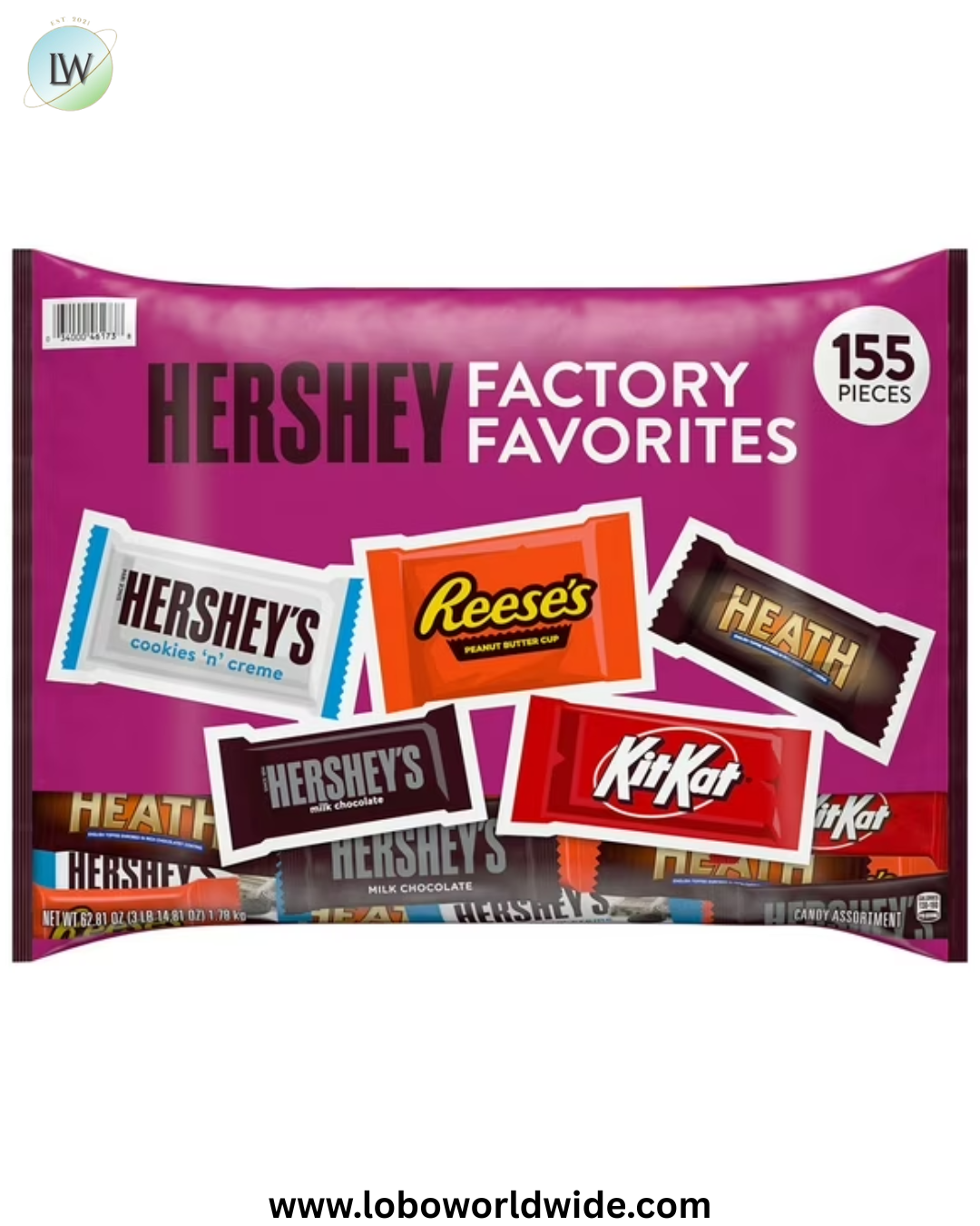 HERSHEY'S Assorted Chocolate Factory Favorites Snack Size Candy, 155 pcs.