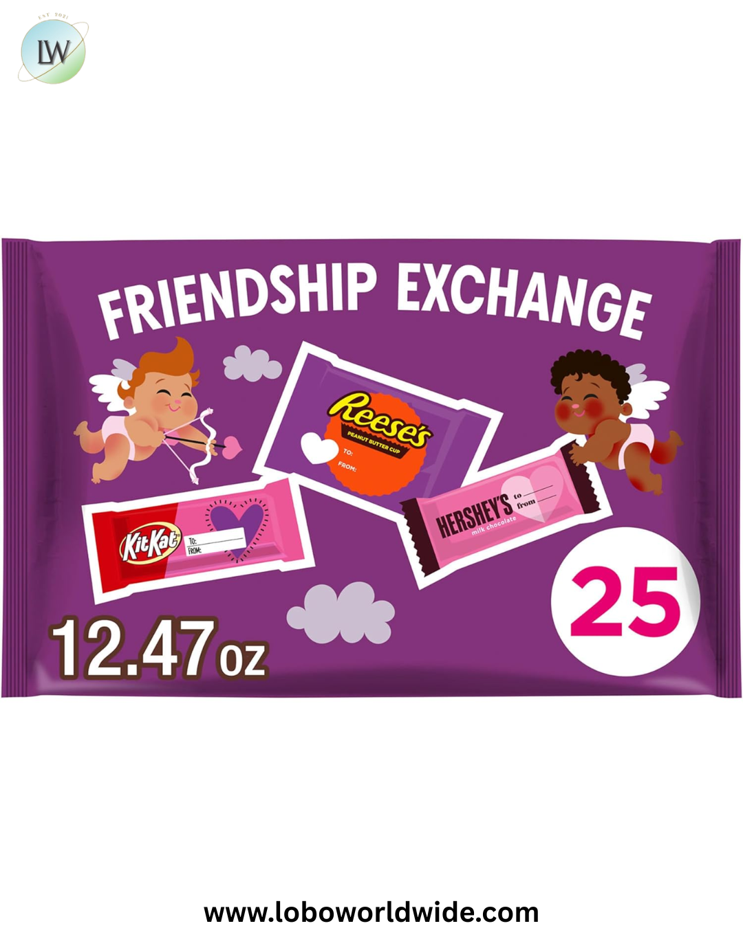 HERSHEY'S, KIT KAT and REESE'S Assorted Chocolate Snack Size, Valentine's Candy Bag, 12.47 oz (25 Pieces), (Pack of 2)
