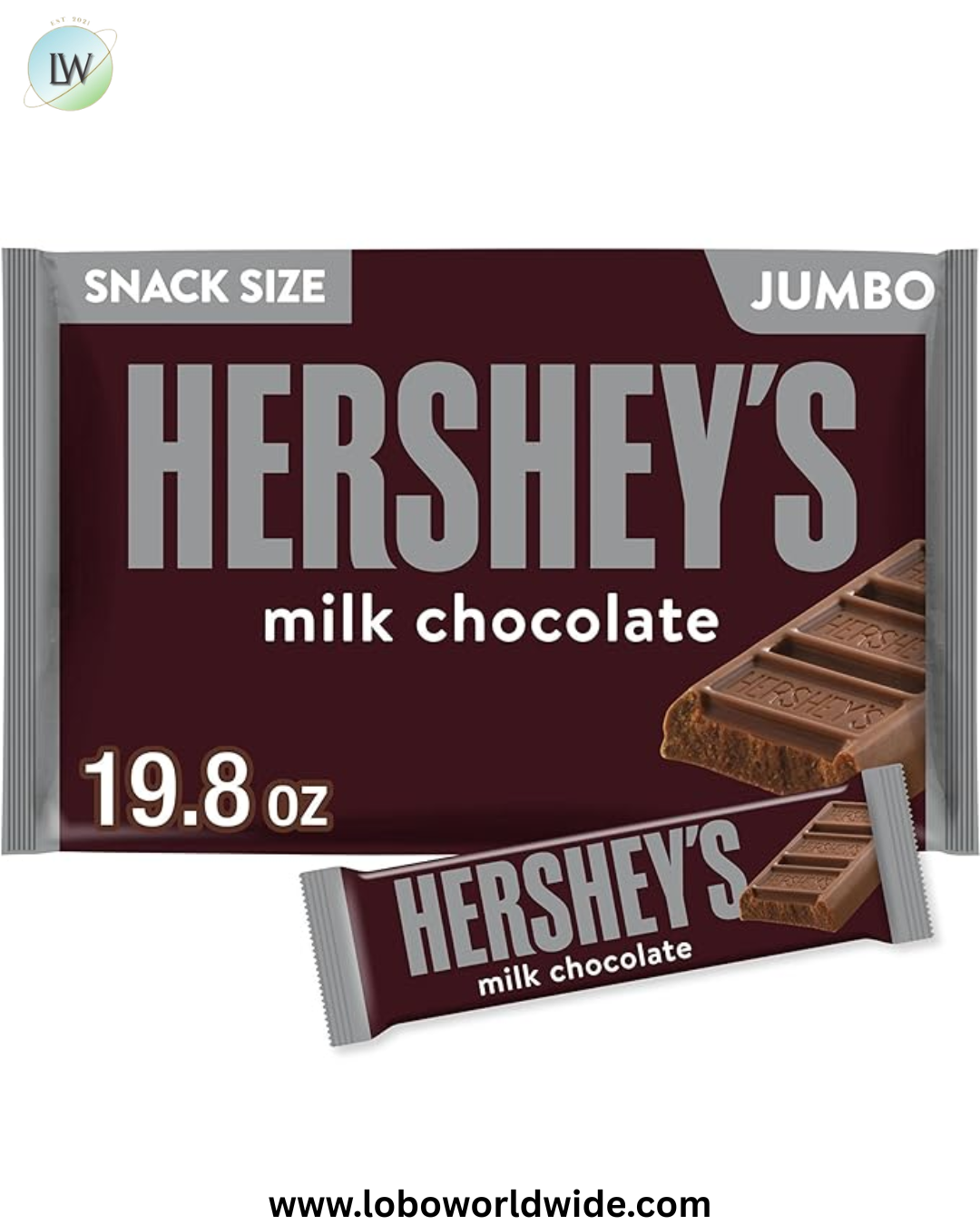 HERSHEY'S Milk Chocolate Snack Size, Candy Jumbo Bag, 19.8 oz