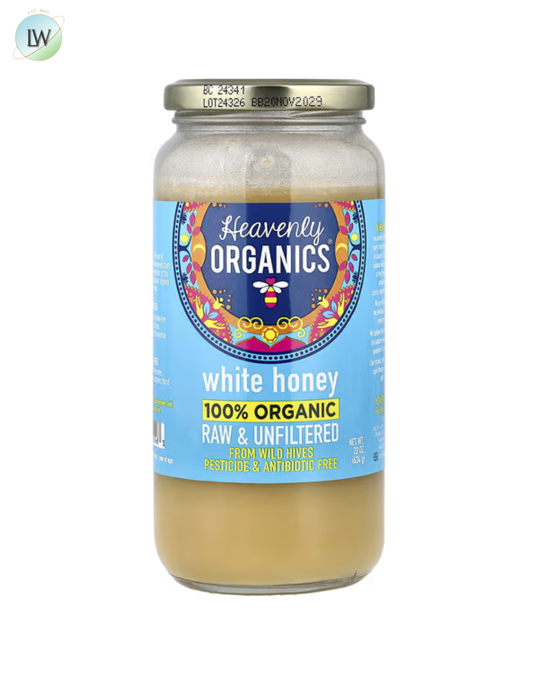 Heavenly Organics, 100% Organic White Honey, Raw & Unfiltered, 22 oz (624 g)