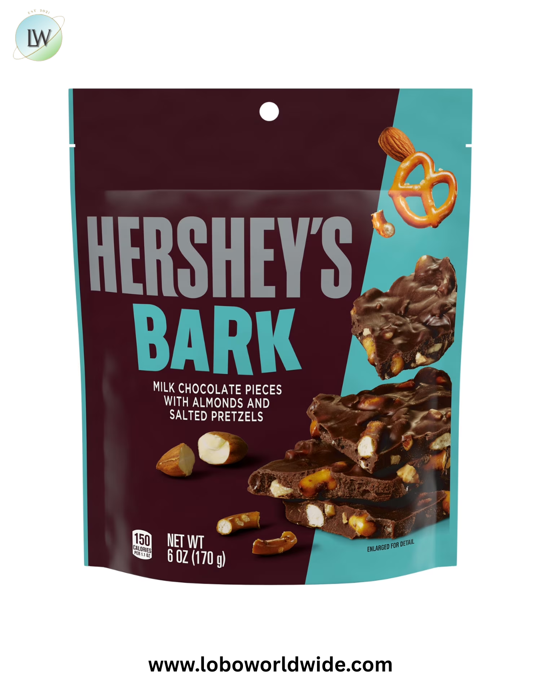 Hershey's Milk Chocolate Candy, Almonds and Salted Pretzels Bark Bag, 6 oz