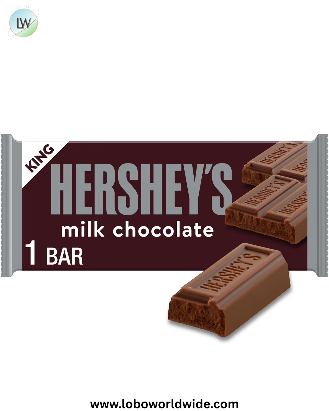 Hershey's Milk Chocolate King Size Candy, Bar 2.6 oz (Pack of 2)