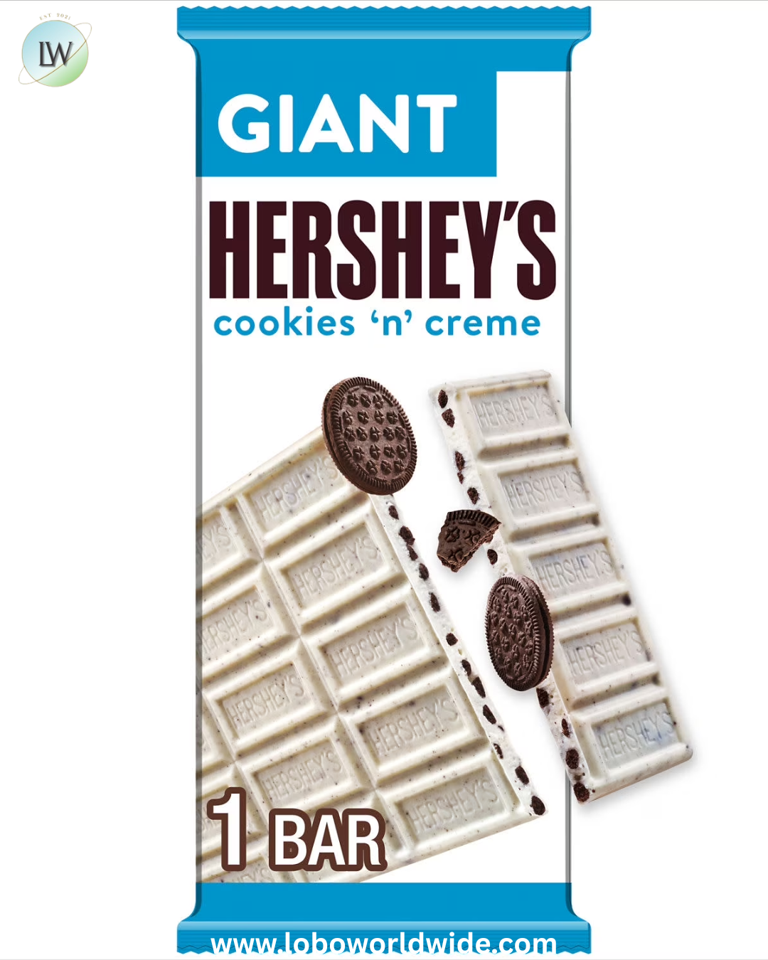 Hershey's Cookies 'n' Creme Giant Candy, Bars 7.37 oz, 25 Pieces