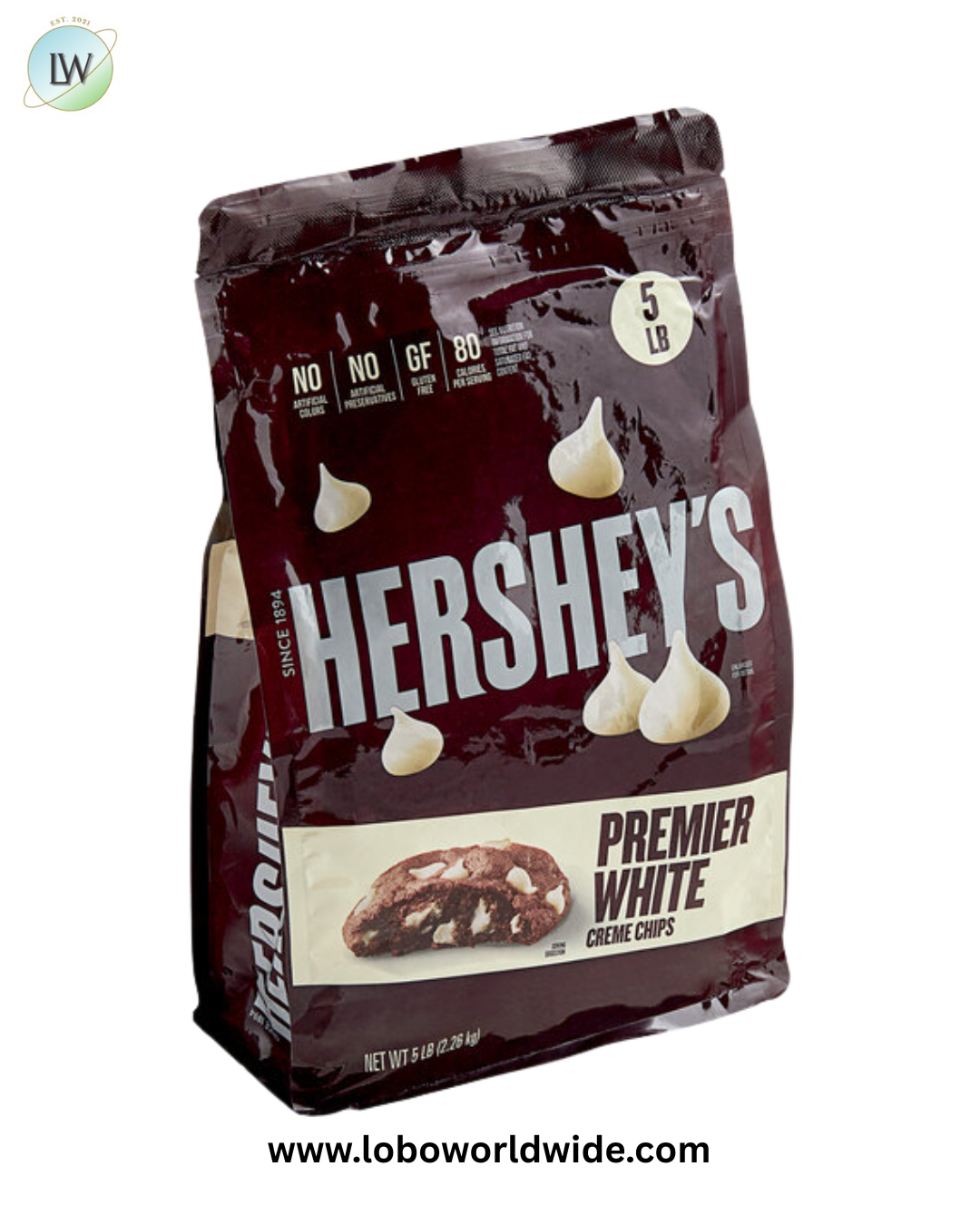 Hershey's Premier White Creme Baking Chips Resealable Bag, 1M, 5 lb.