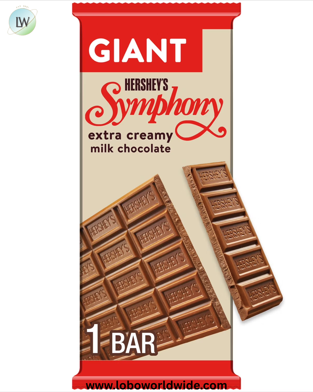 Hershey's Symphony Milk Chocolate Giant Candy, Bar 7.37 oz, 25 Pieces