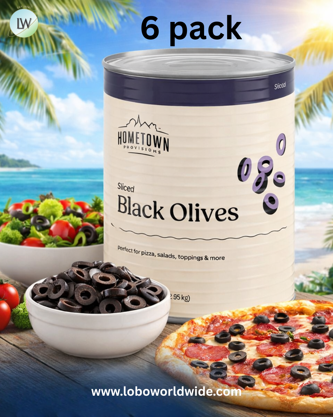 Hometown Provisions Sliced Black Olives 6 lb. 10 oz. (3 lb. 7 oz. Dr. Wt.) #10 Can - 6/Case