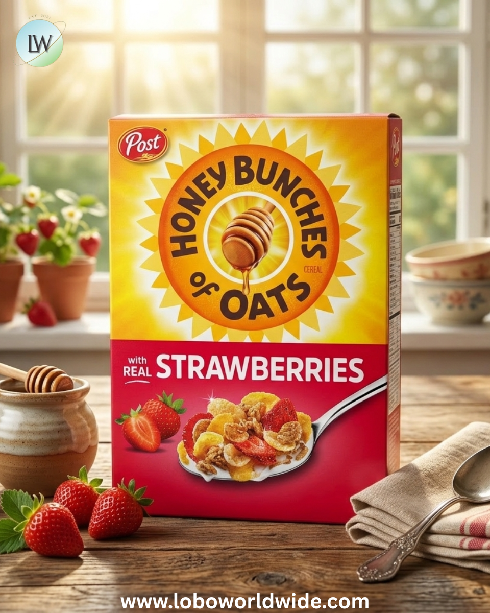 Honey Bunches of Oats with Real Strawberries, Strawberry Breakfast Cereal, 16.5oz Box
