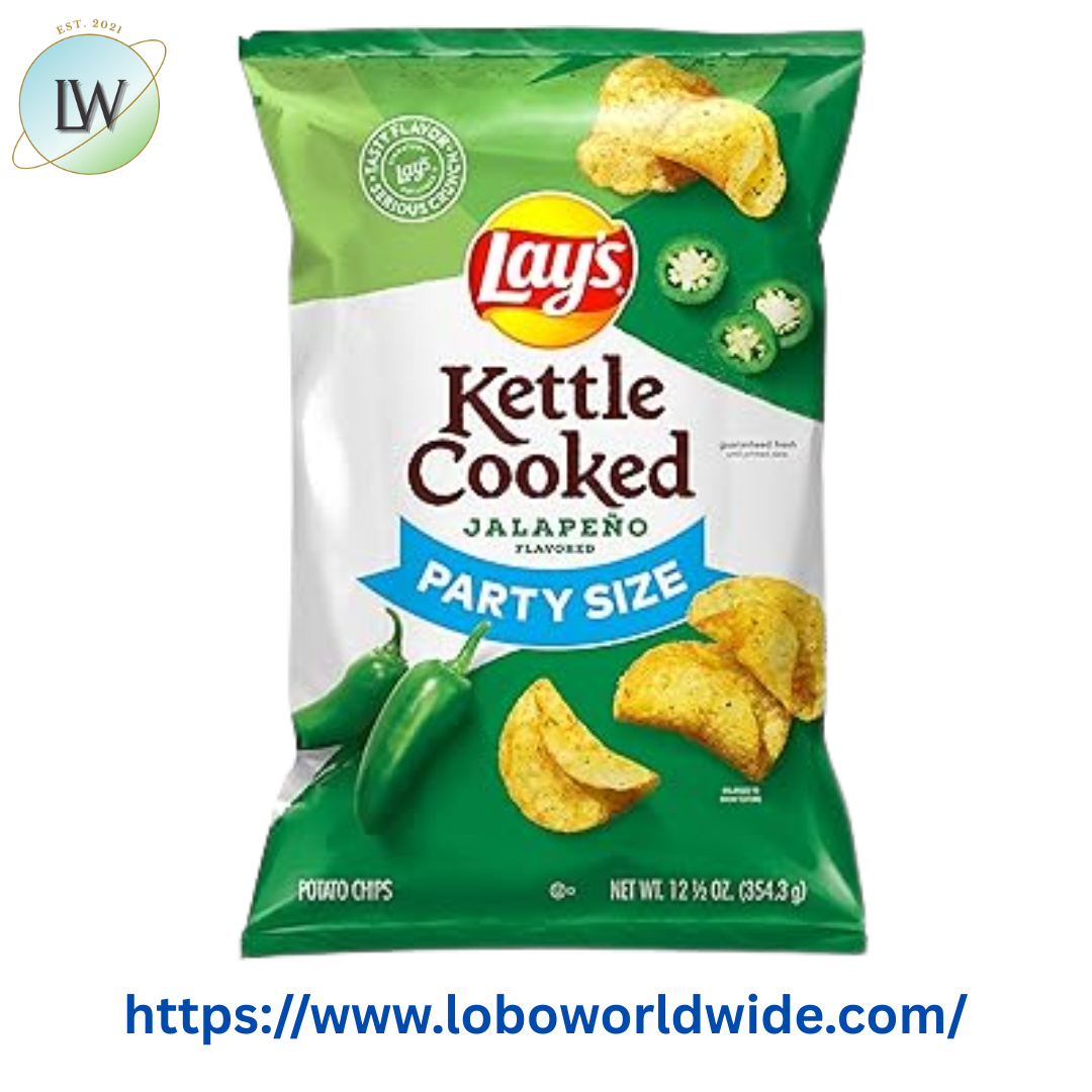 Lay's Kettle Cooked Jalapeno Flavor Potato Snack Chips, 12.5 Ounce Bag