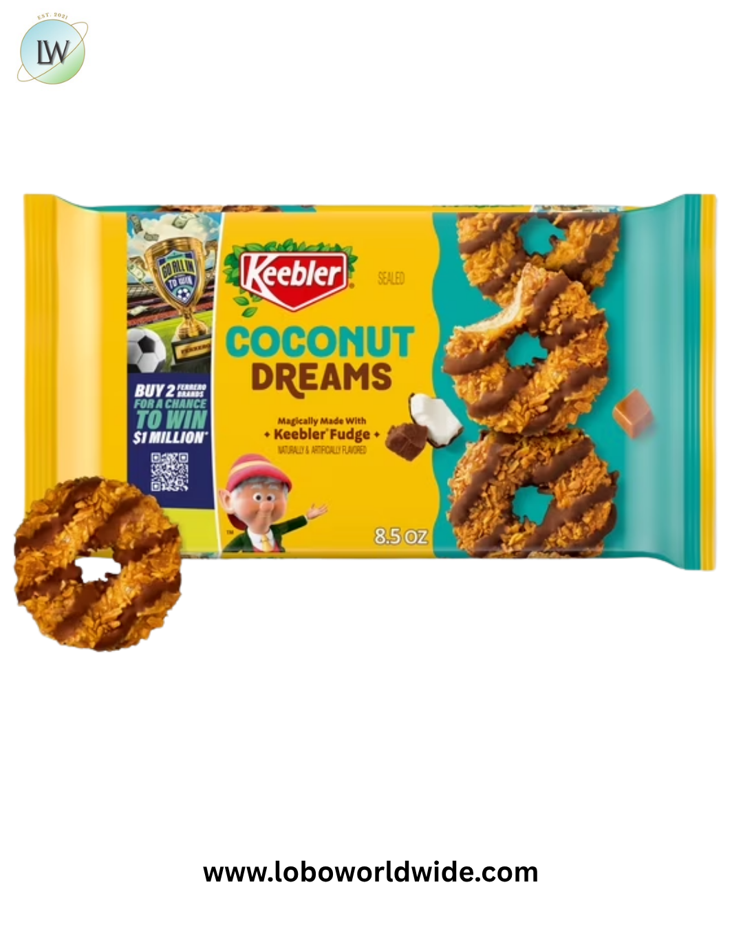 Keebler Coconut Dreams, Coconut and Caramel Cookies Coated in Keebler Fudge, 8.5 oz
