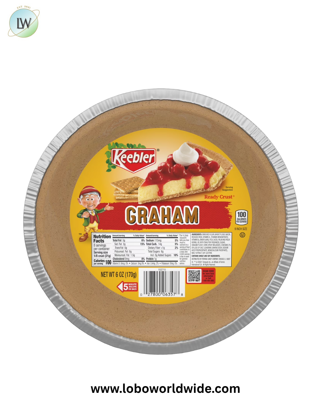 Keebler Ready Crust 9-Inch Graham Cracker Pie Crust, Premade Pie Crust For Baking And No-Bake, 6 oz