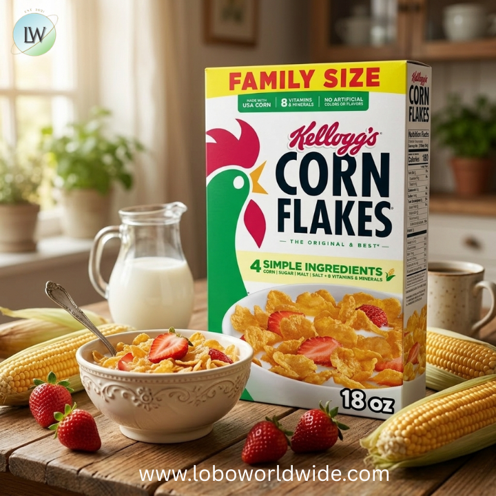 Kellogg's Corn Flakes Breakfast Cereal, 8 Vitamins and Minerals, Family Size, 18 oz