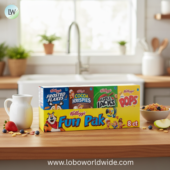 Kellogg's Breakfast Cereal, Kids Cereal, Family Breakfast, Variety Pack, 8.56oz Tray (8 Boxes)
