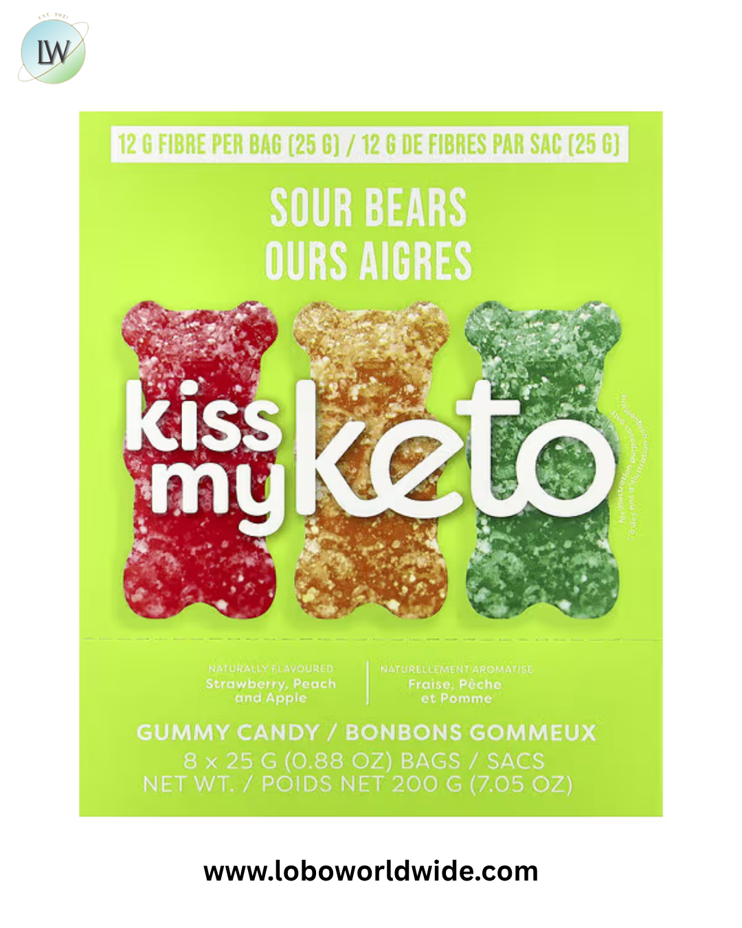 Kiss My Keto, Gummy Candy, Sour Bears, 8 Bags, 0.88 oz (25 g)