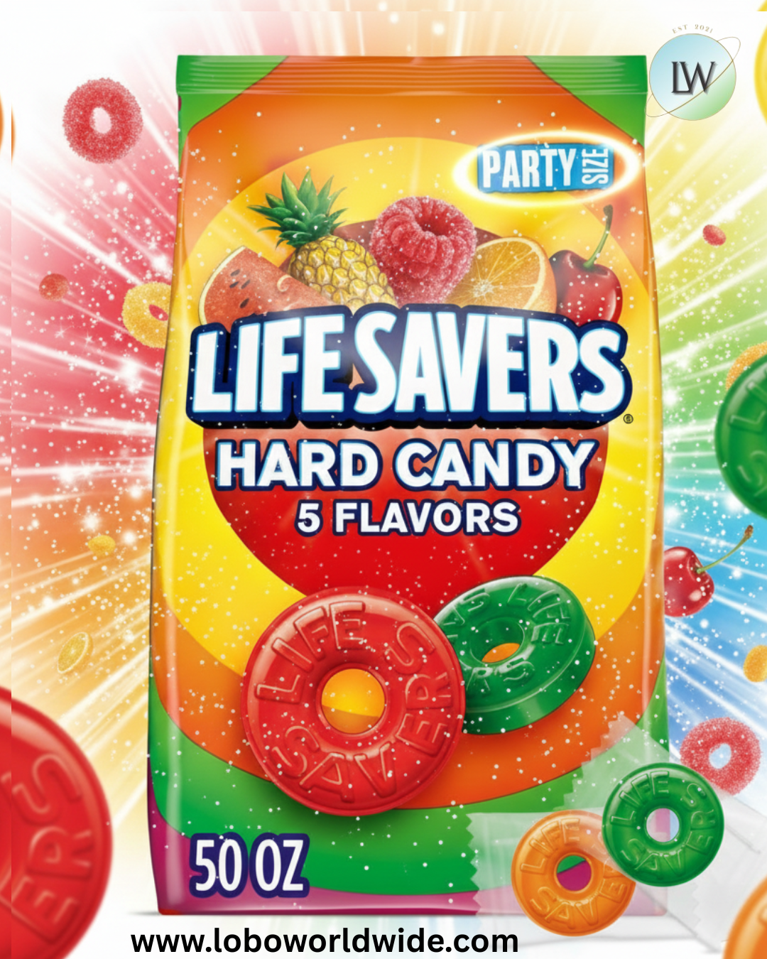 LIFE SAVERS Hard Candy, 5 Flavors Fruit Candy, Party Size, 50 oz Bag