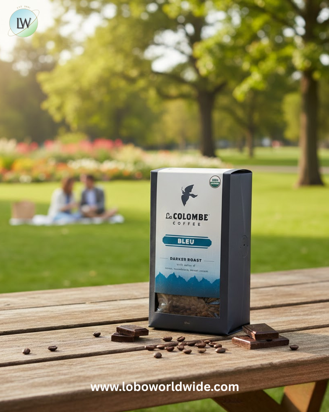 La Colombe Bleu Organic Dark Roast Whole Bean Coffee - Notes of Cocoa, Macadamia & Sweet Cream, 12 Ounce (Pack of 1)