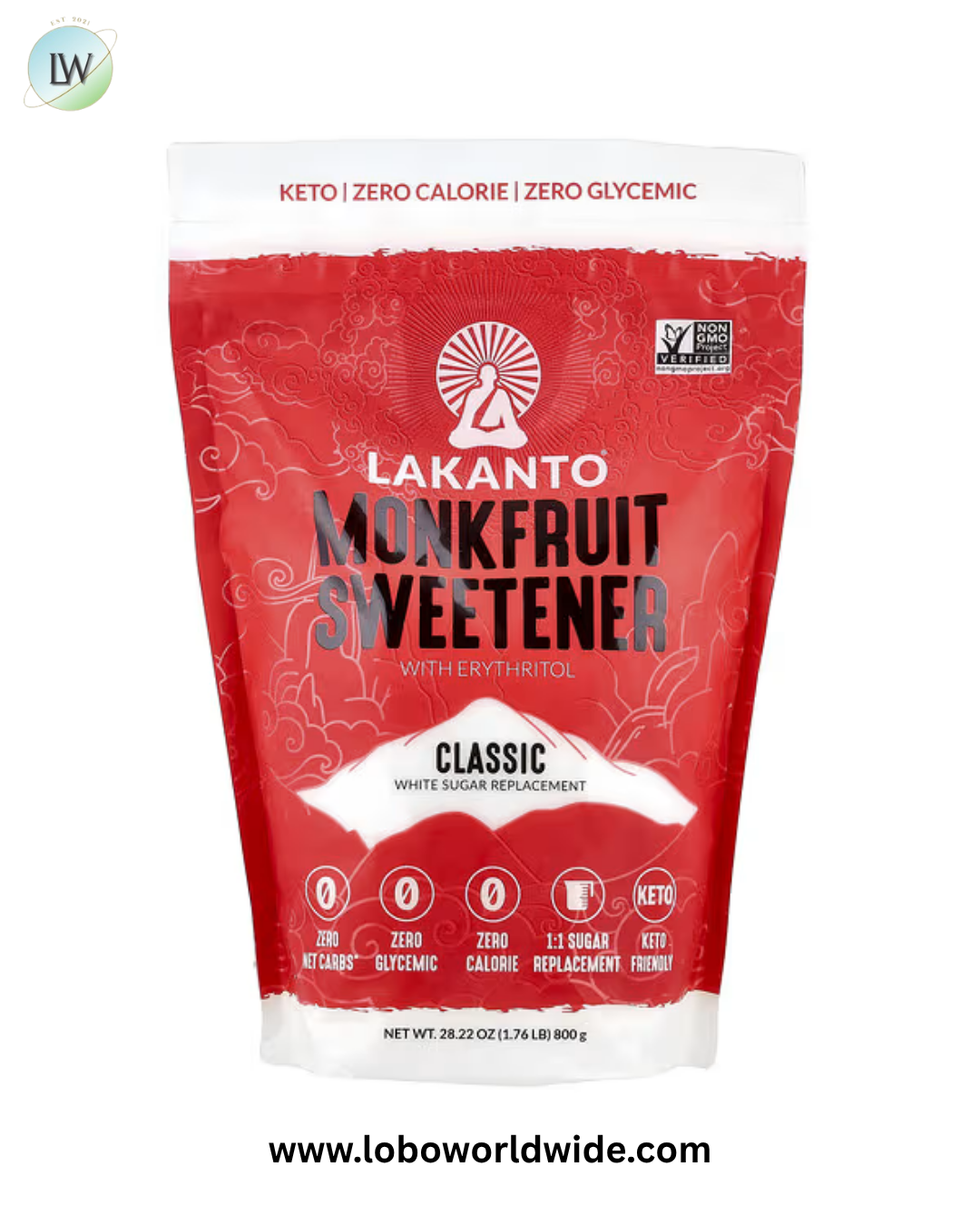 Lakanto, Monkfruit Sweetener With Erythritol, Classic, 28.22 oz (800 g)