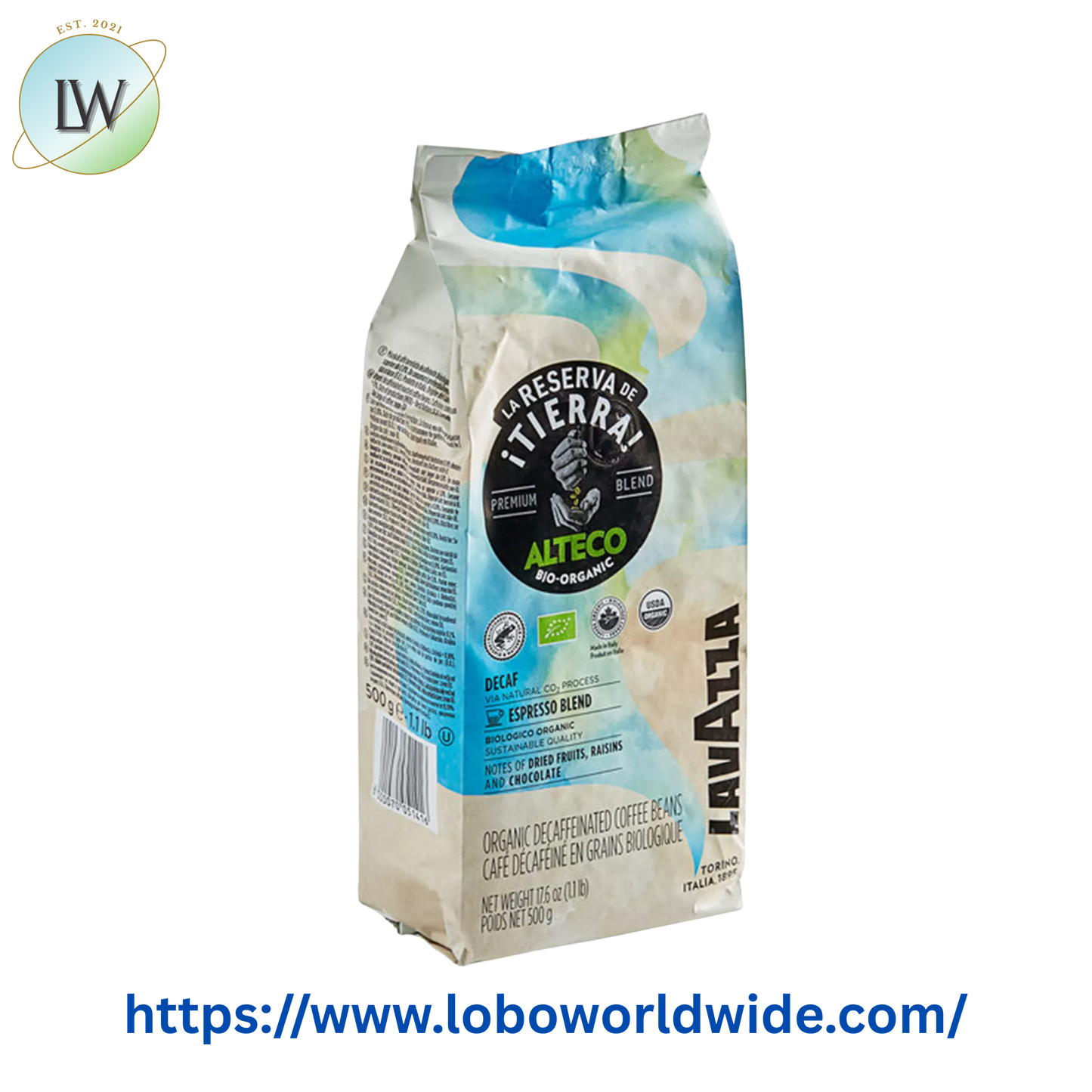Lavazza Organic Tierra! Alteco Dek Decaf Whole Bean Espresso 1.1 lb.