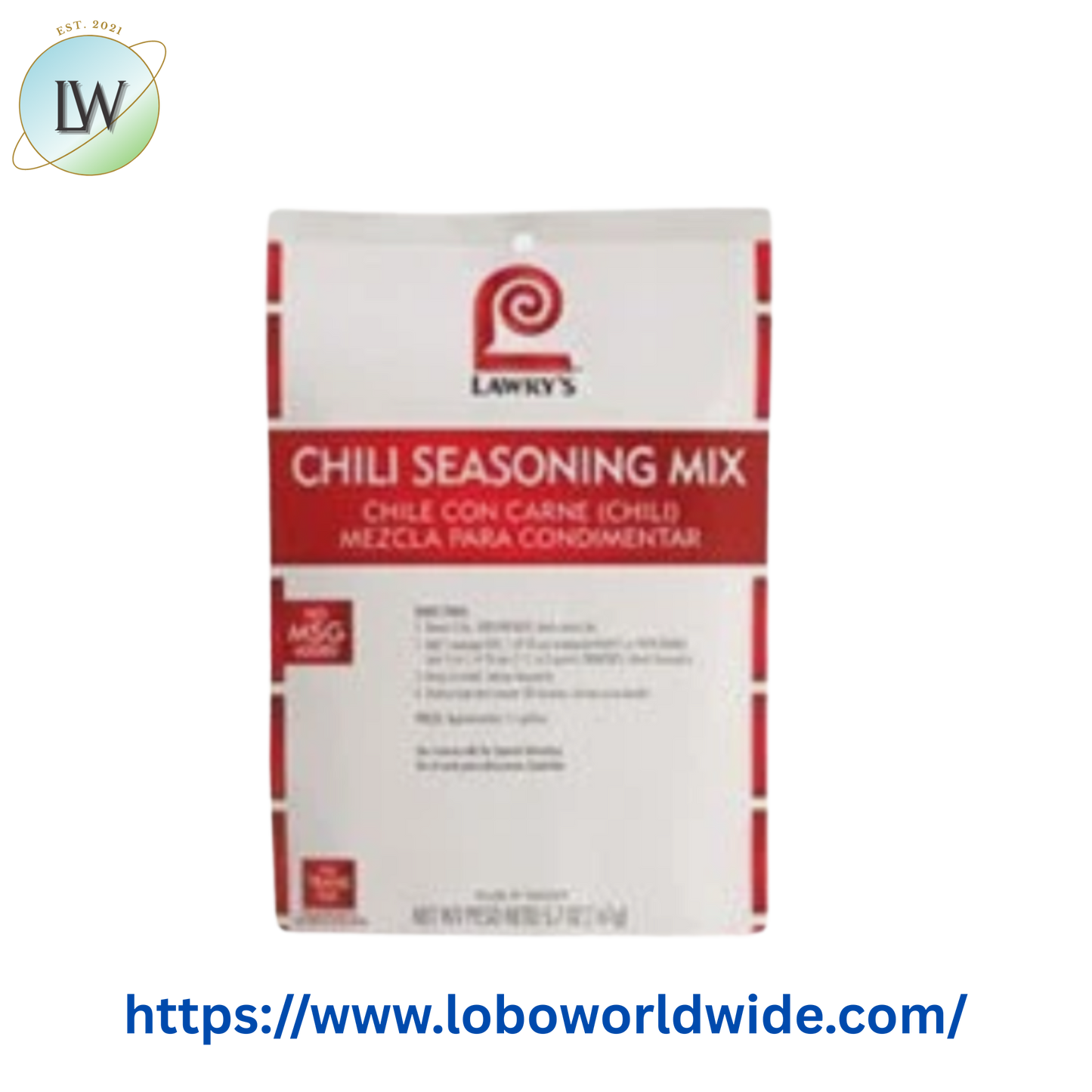 Lawry's 5.7 oz. Chili Seasoning Mix - 6/Case