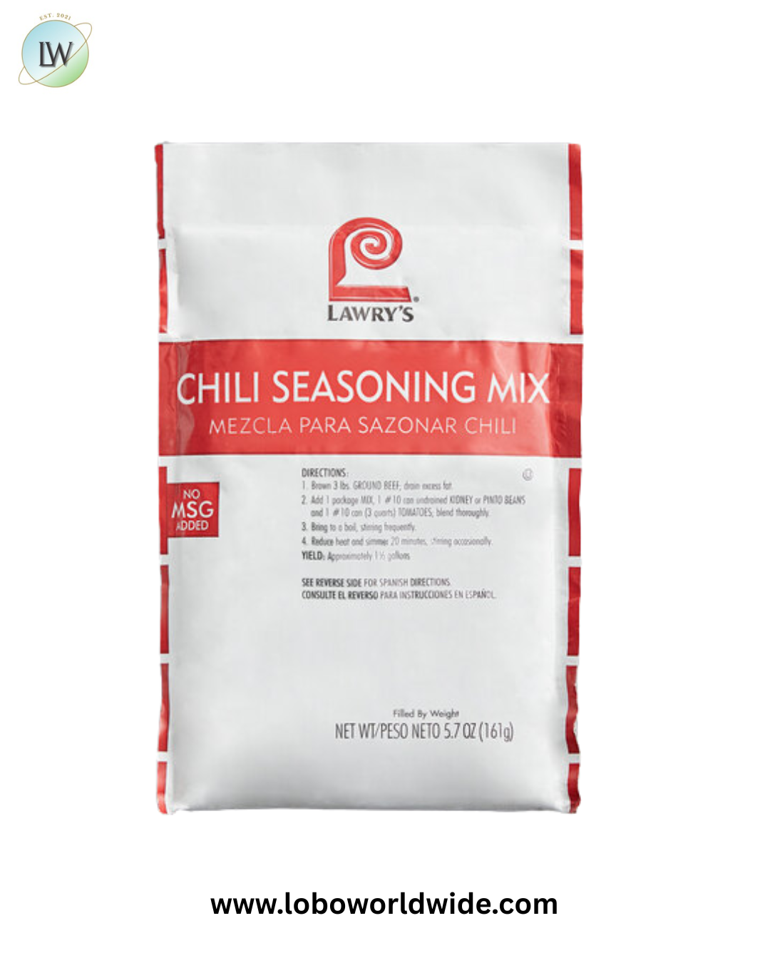 Lawry's 5.7 oz. Chili Seasoning Mix - 6/Case